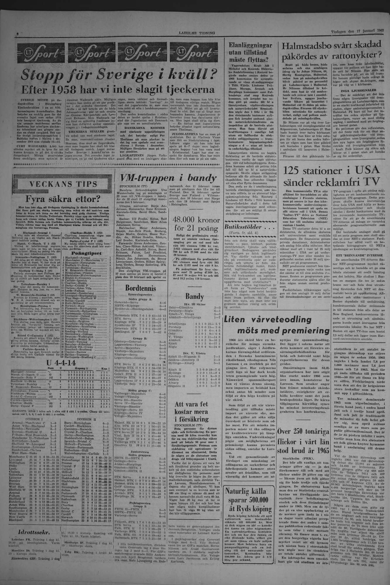 Laholms Tidning Tisdag 17 januari 1967, sida 6