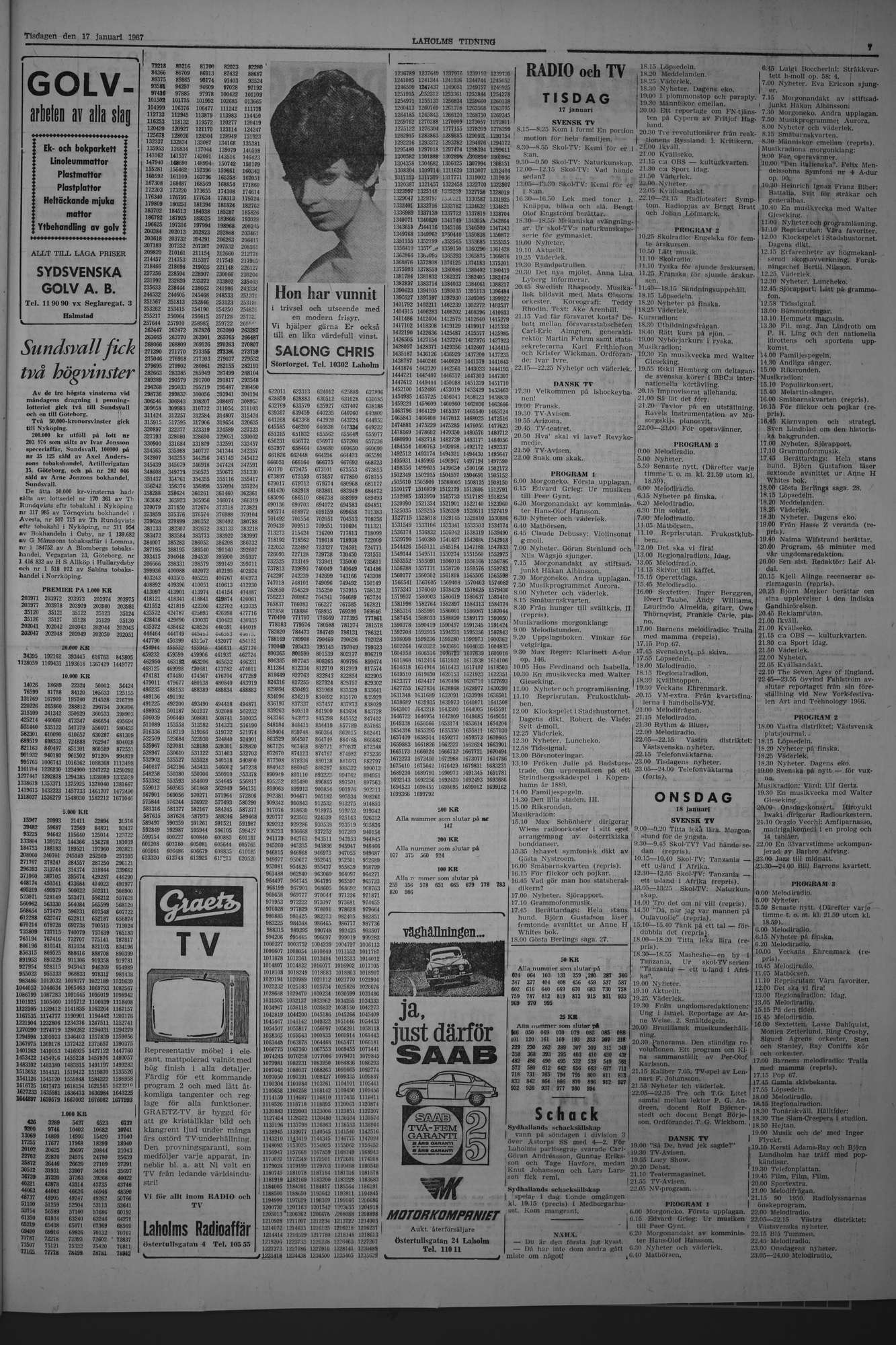 Laholms Tidning Tisdag 17 januari 1967, sida 7