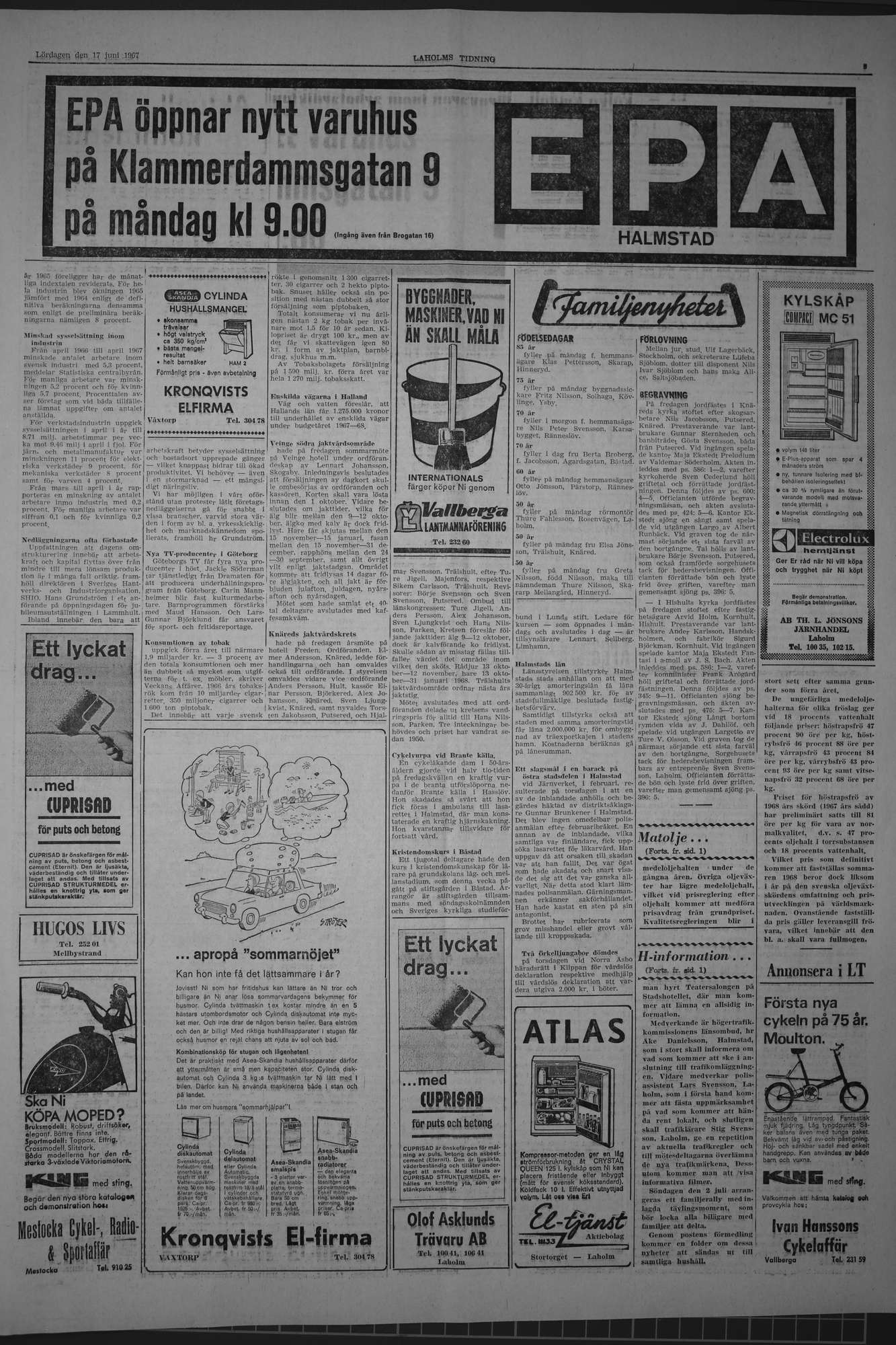 Laholms Tidning Lördag 17 juni 1967, sida 3