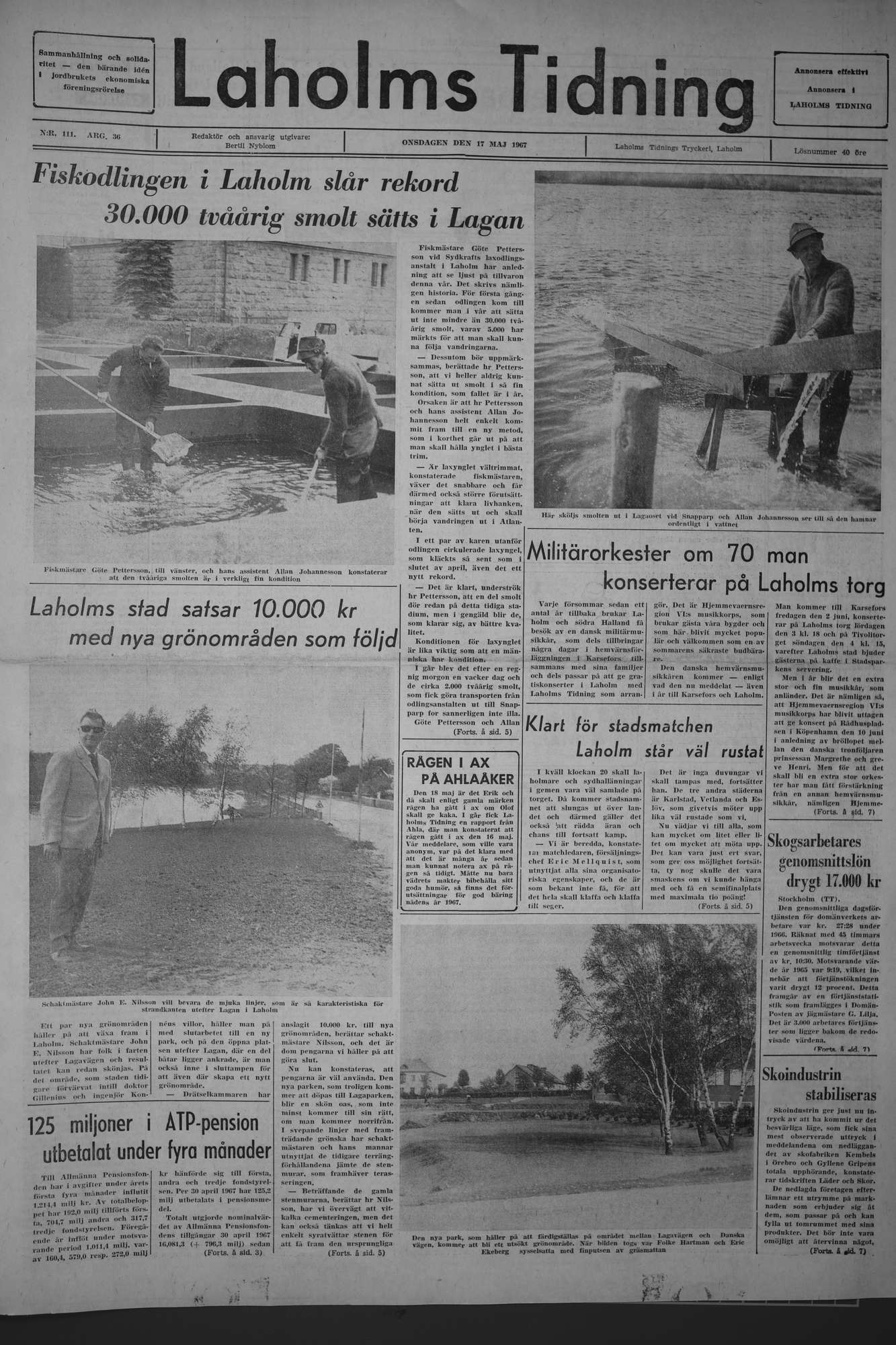 Laholms Tidning Onsdag 17 maj 1967, sida 1
