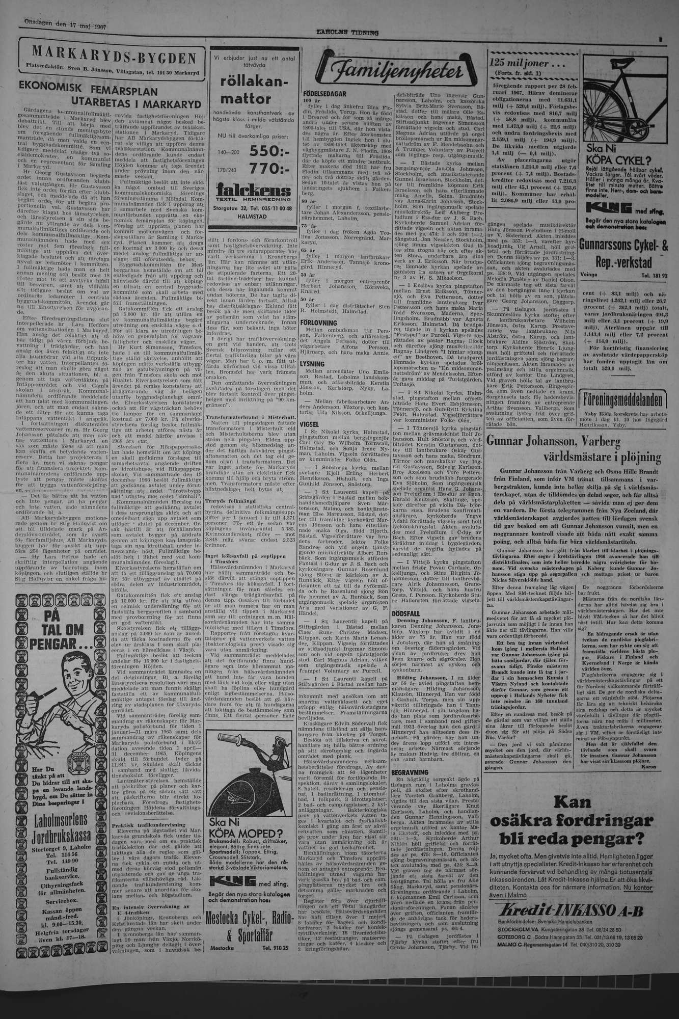 Laholms Tidning Onsdag 17 maj 1967, sida 3