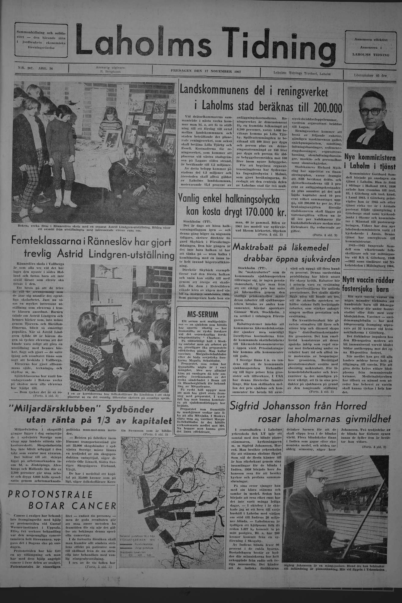 Laholms Tidning Fredag 17 november 1967, sida 1