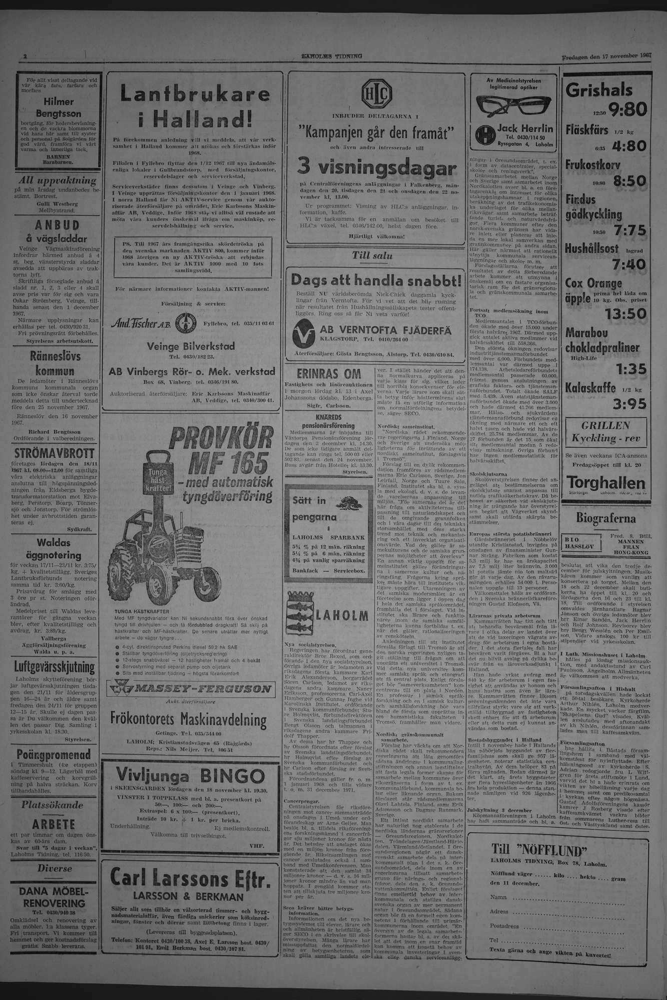 Laholms Tidning Fredag 17 november 1967, sida 2