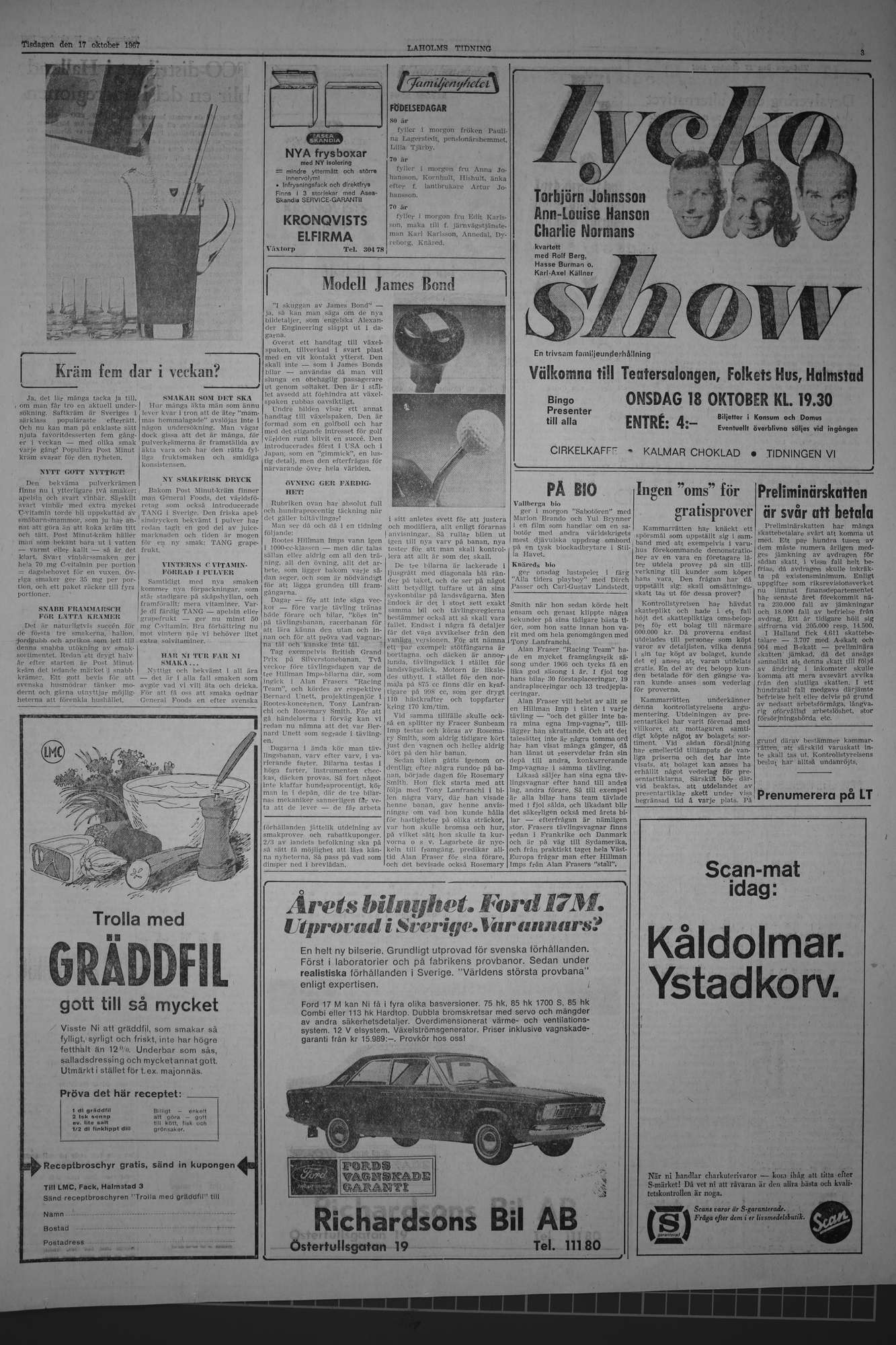 Laholms Tidning Tisdag 17 oktober 1967, sida 3