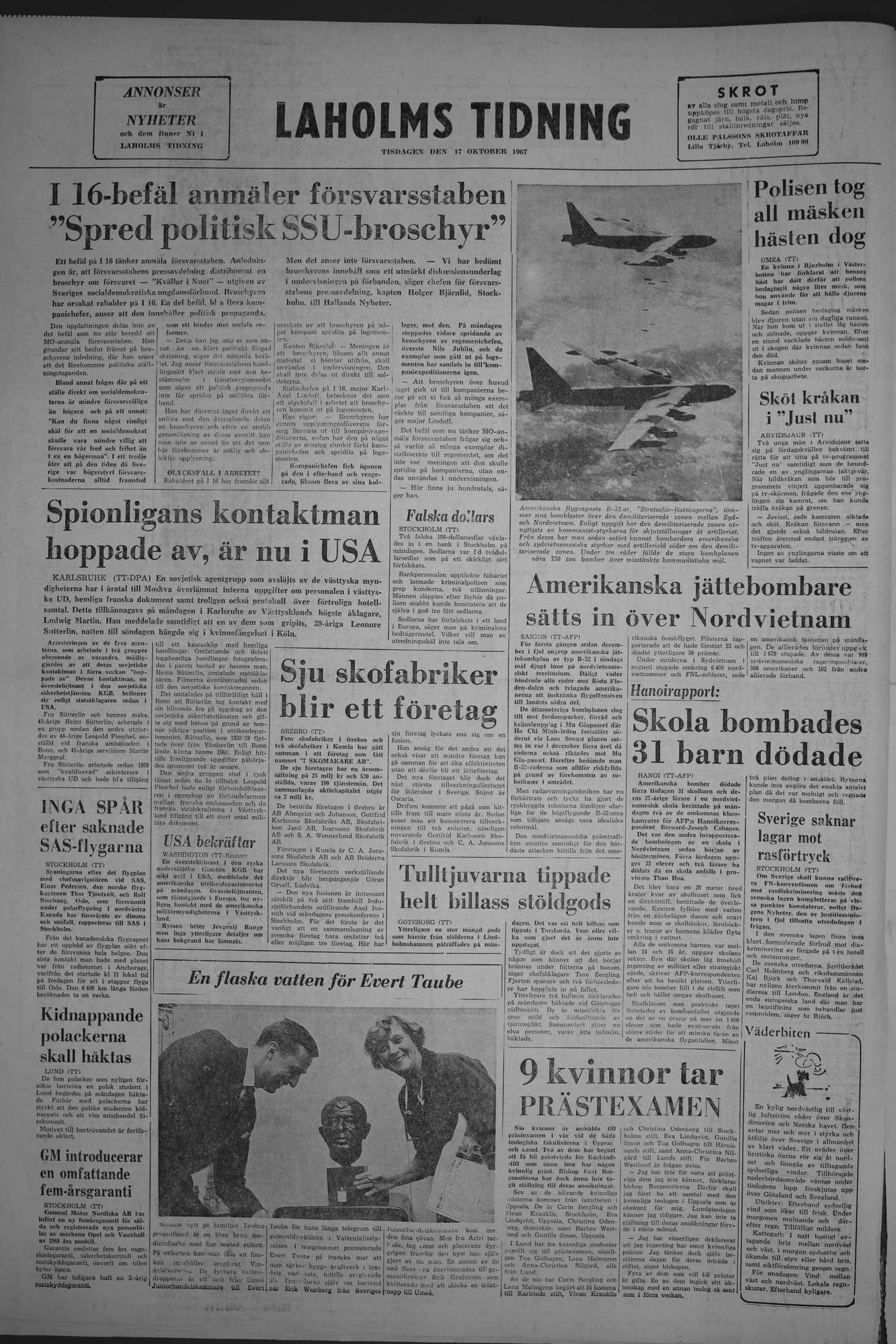 Laholms Tidning Tisdag 17 oktober 1967, sida 8
