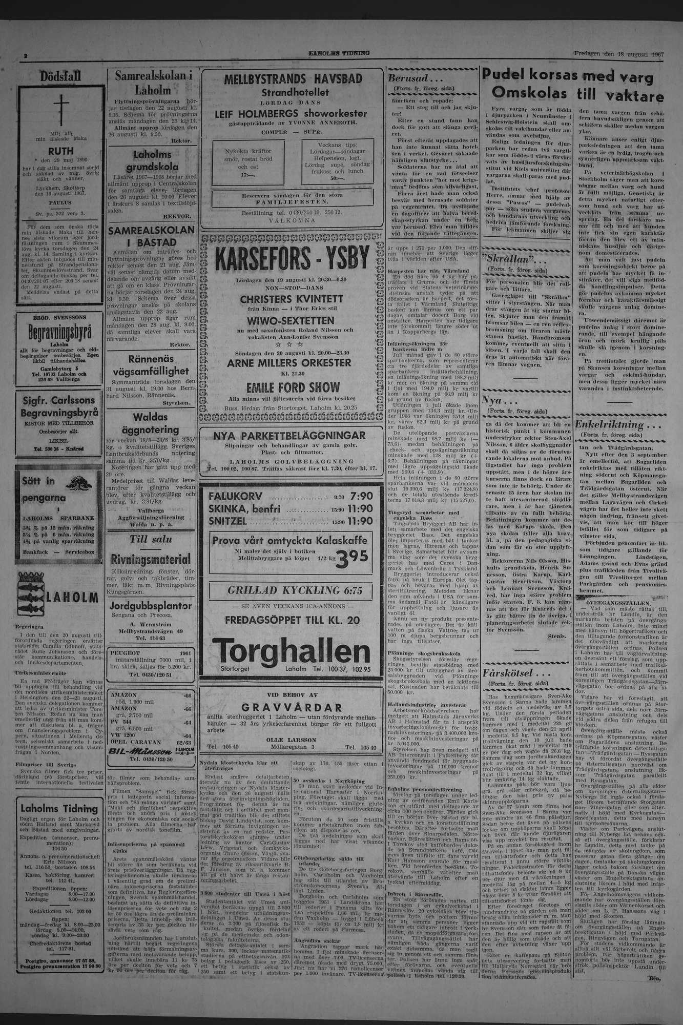 Laholms Tidning Fredag 18 augusti 1967, sida 2
