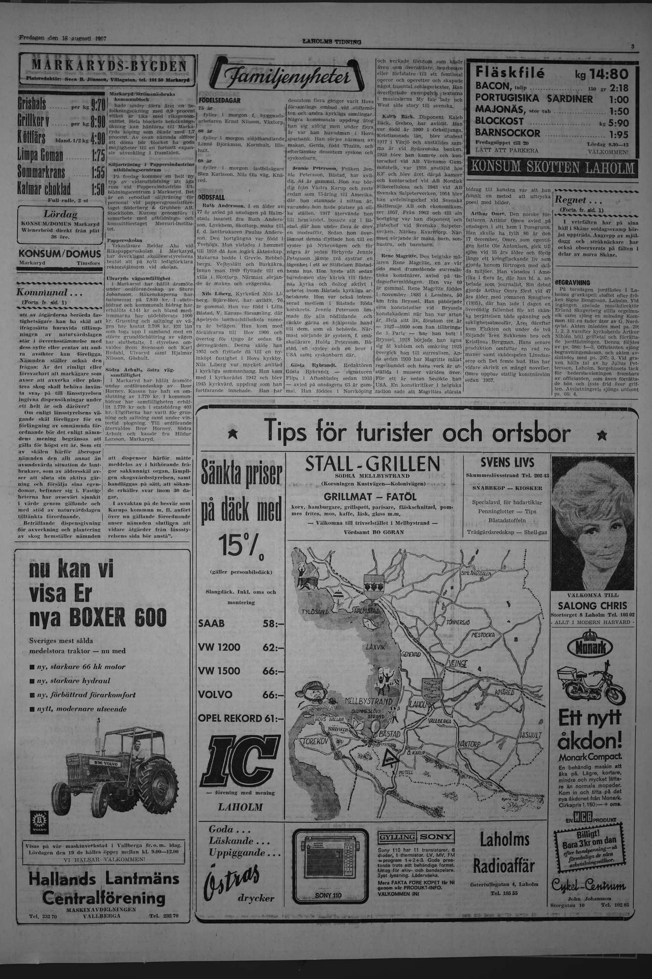 Laholms Tidning Fredag 18 augusti 1967, sida 3