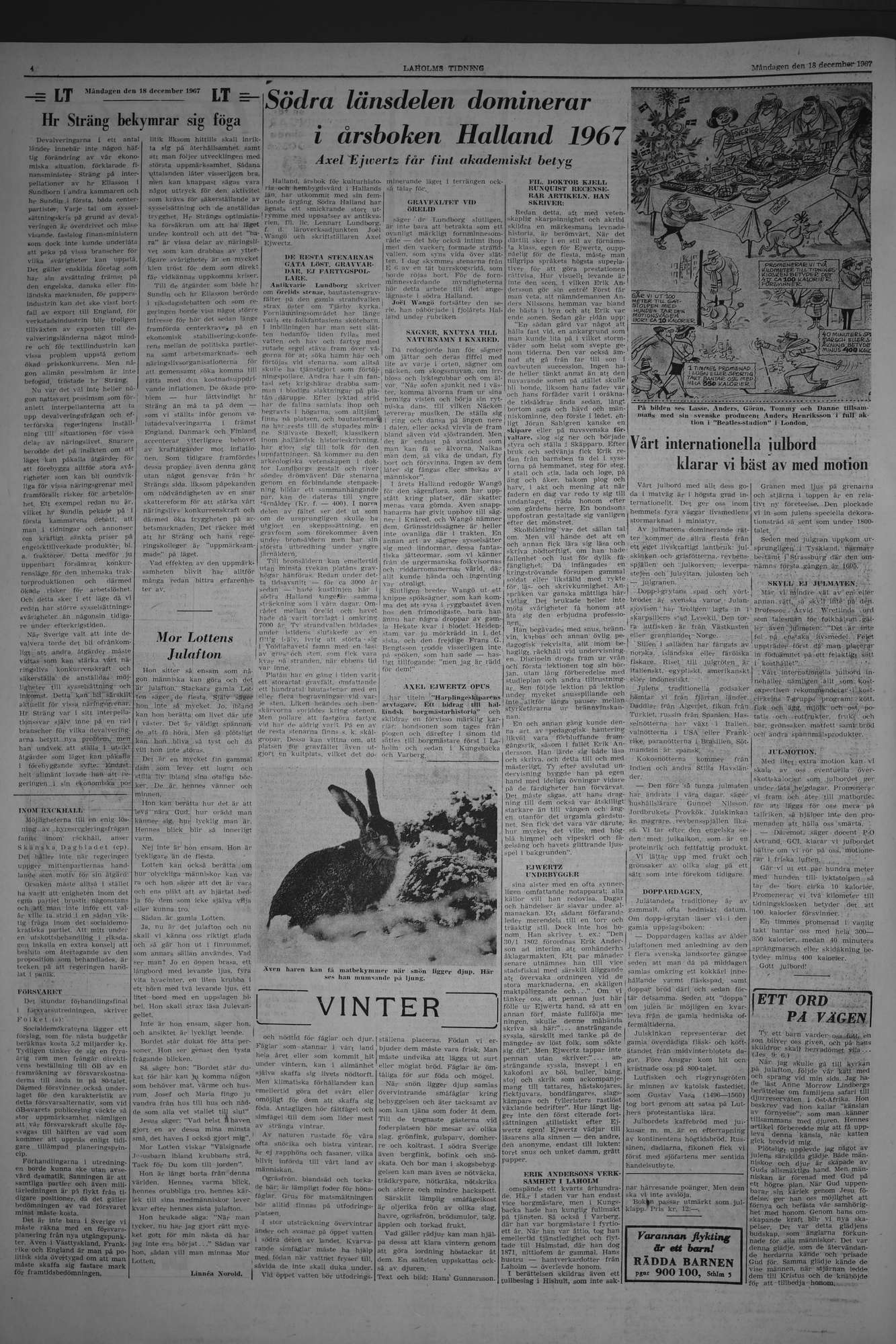Laholms Tidning Måndag 18 december 1967, sida 4