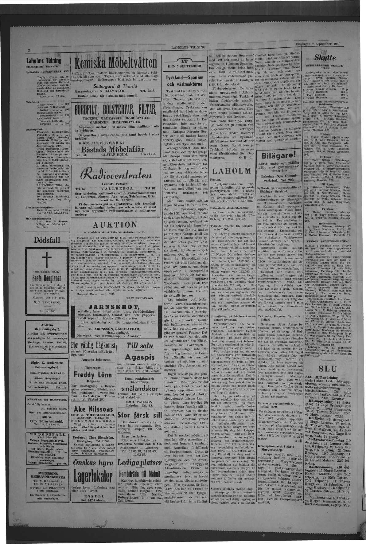 Laholms Tidning Onsdag 7 september 1949, sida 2