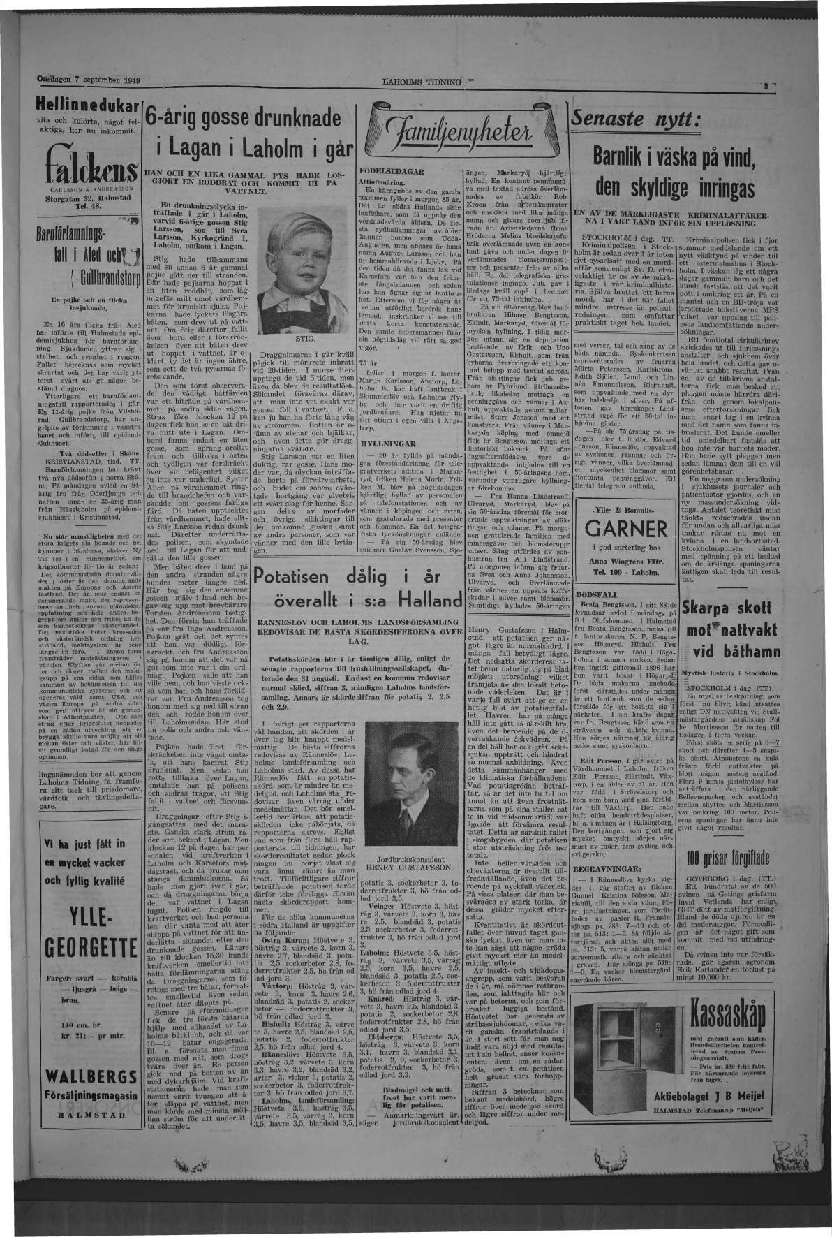 Laholms Tidning Onsdag 7 september 1949, sida 3