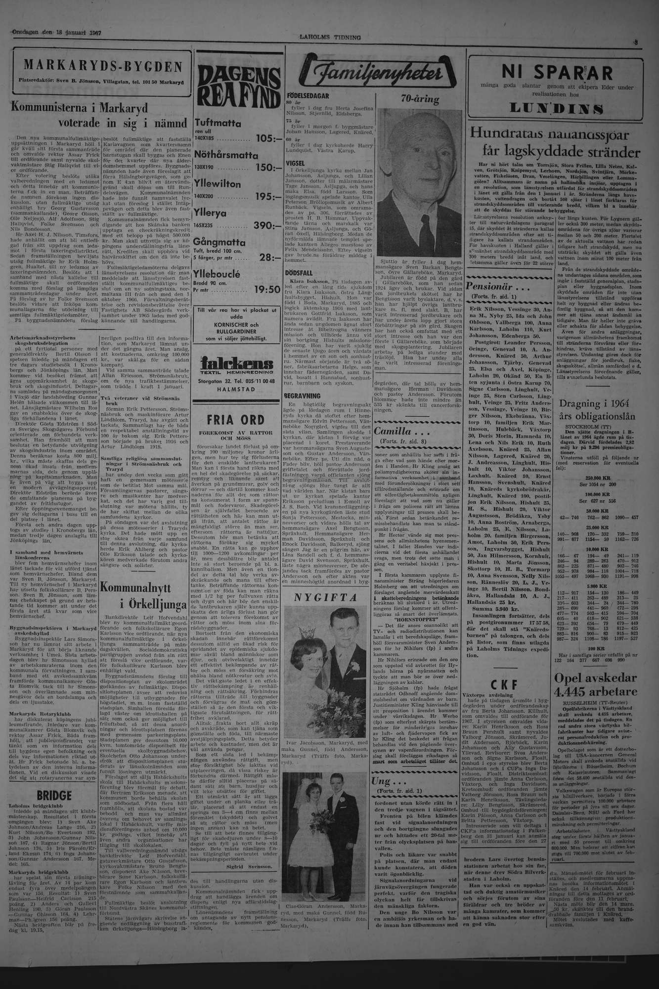 Laholms Tidning Onsdag 18 januari 1967, sida 3