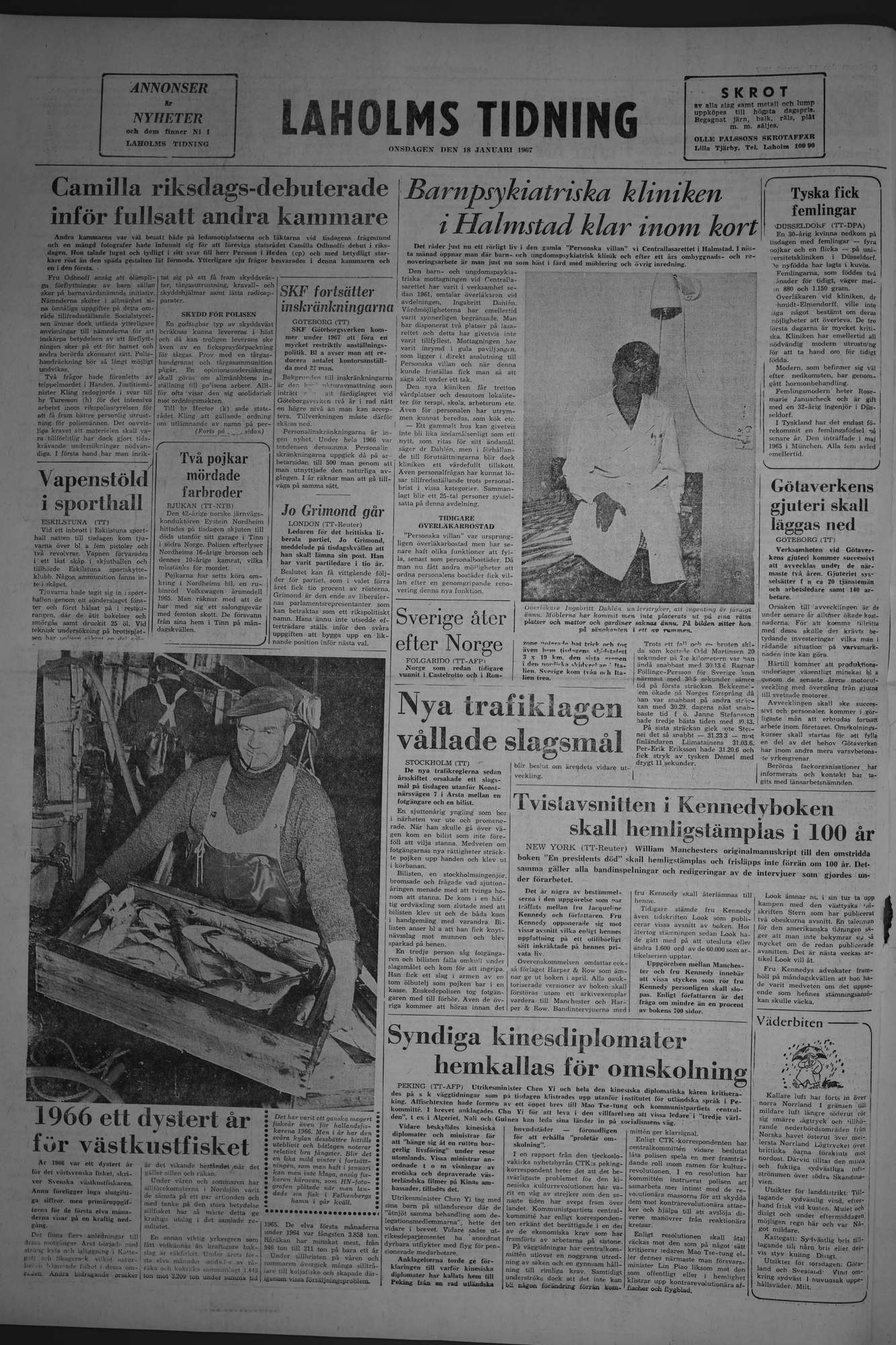 Laholms Tidning Onsdag 18 januari 1967, sida 8
