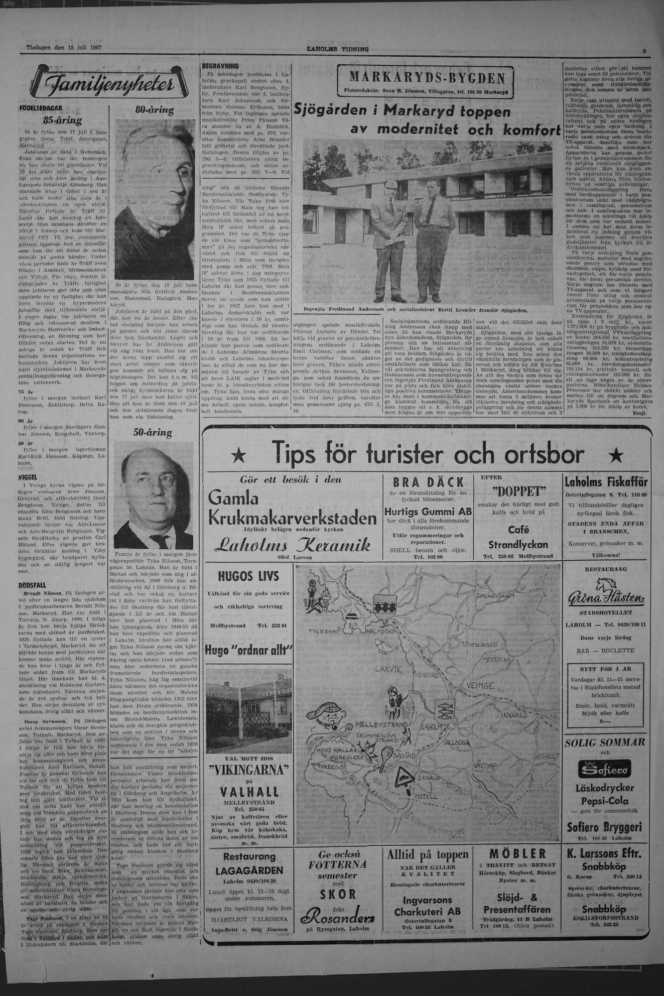 Laholms Tidning Tisdag 18 juli 1967, sida 3