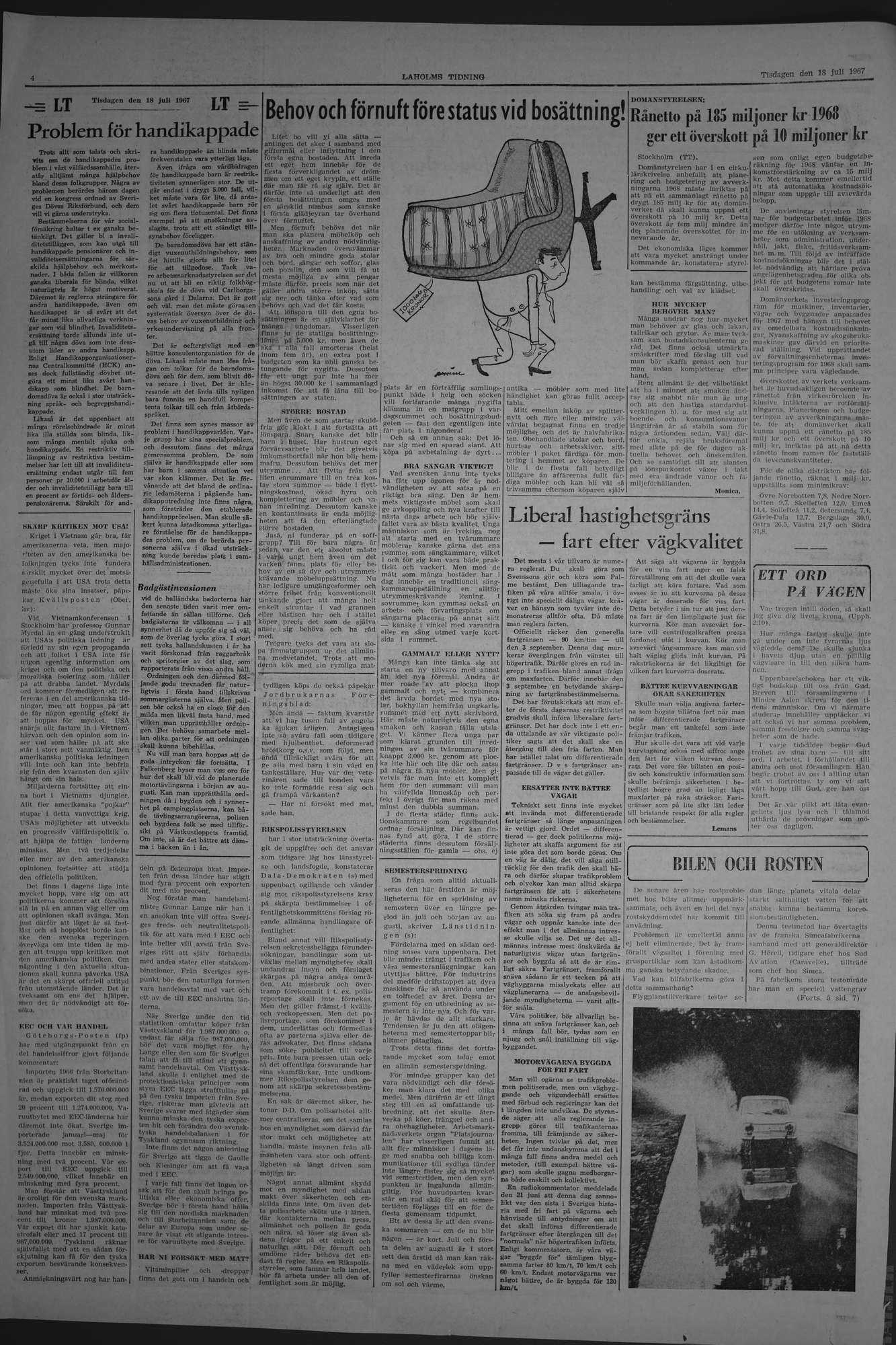 Laholms Tidning Tisdag 18 juli 1967, sida 4