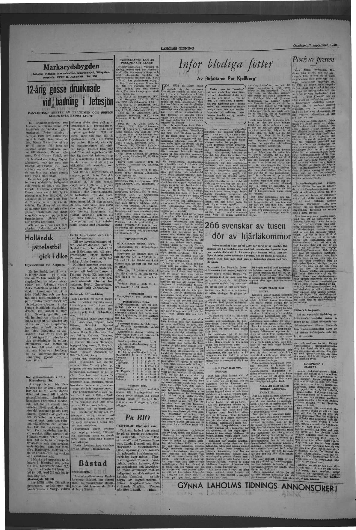 Laholms Tidning Onsdag 7 september 1949, sida 4