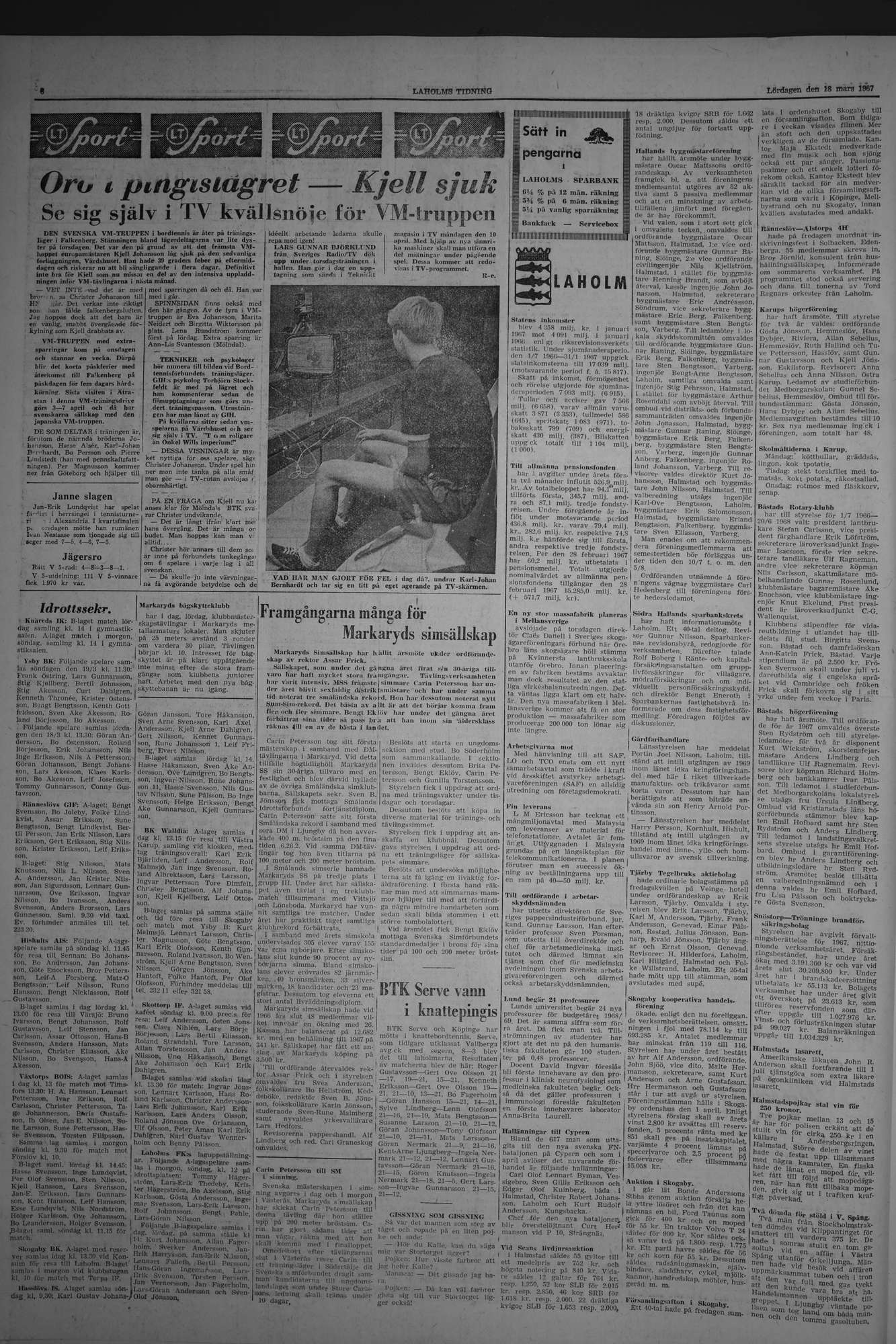 Laholms Tidning Lördag 18 mars 1967, sida 6