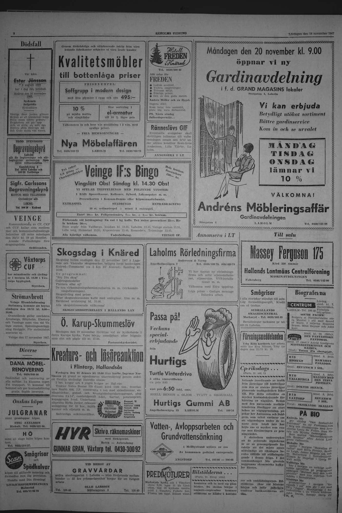 Laholms Tidning Lördag 18 november 1967, sida 2