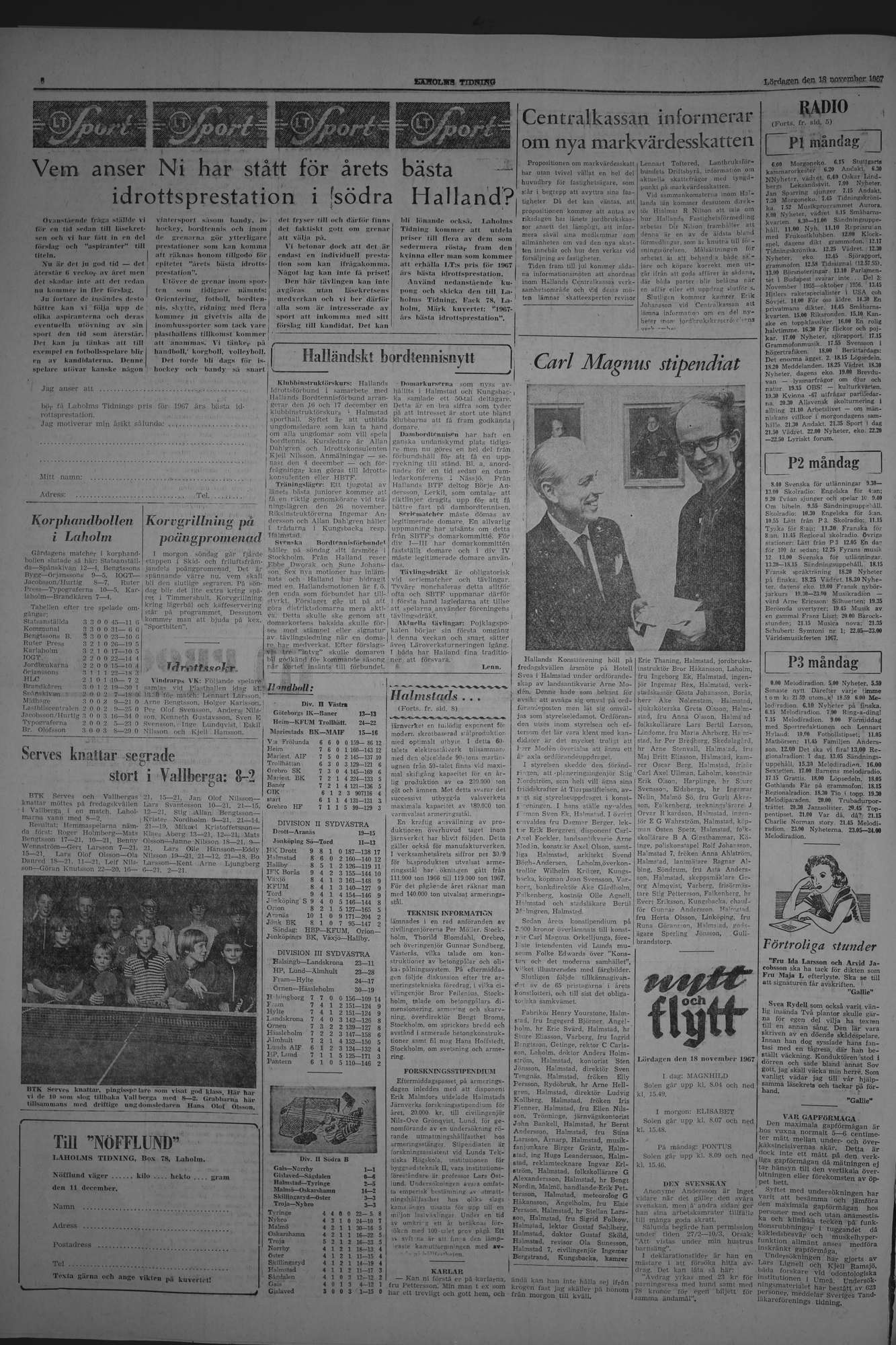 Laholms Tidning Lördag 18 november 1967, sida 6