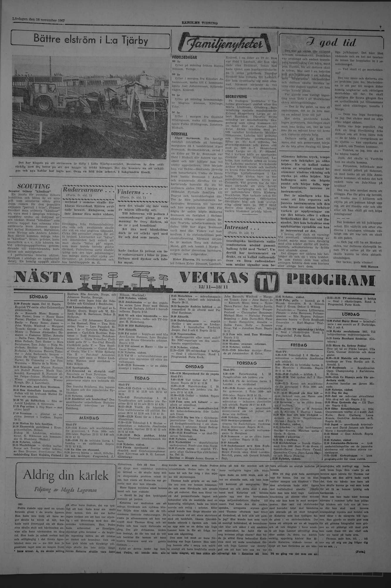 Laholms Tidning Lördag 18 november 1967, sida 7