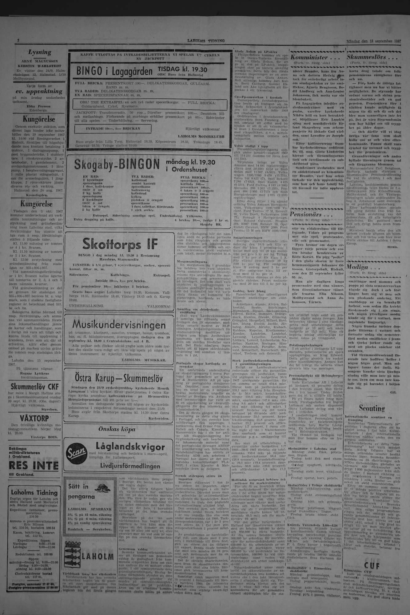 Laholms Tidning Måndag 18 september 1967, sida 2