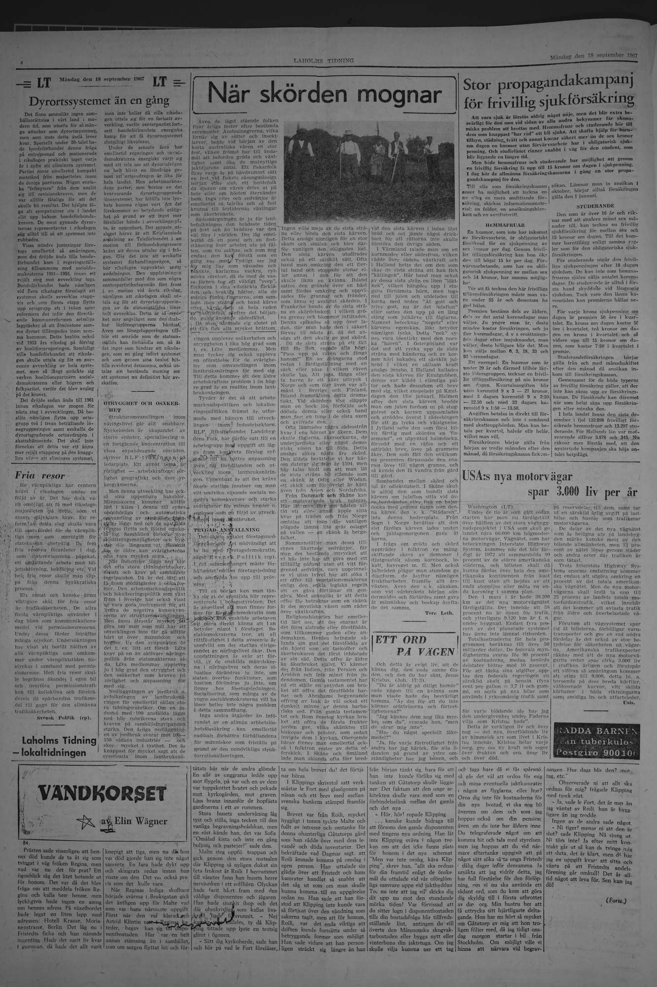 Laholms Tidning Måndag 18 september 1967, sida 4