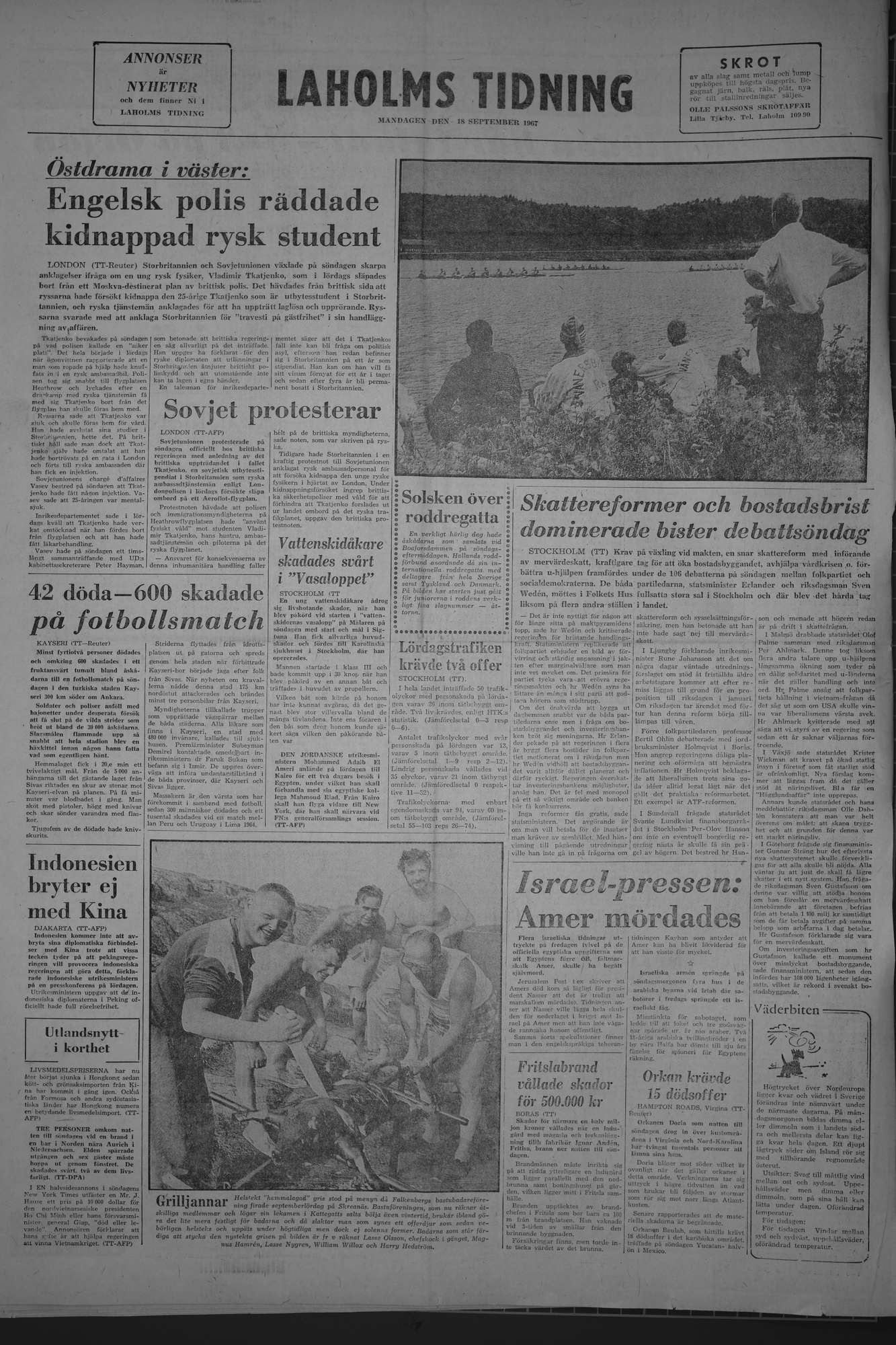 Laholms Tidning Måndag 18 september 1967, sida 8