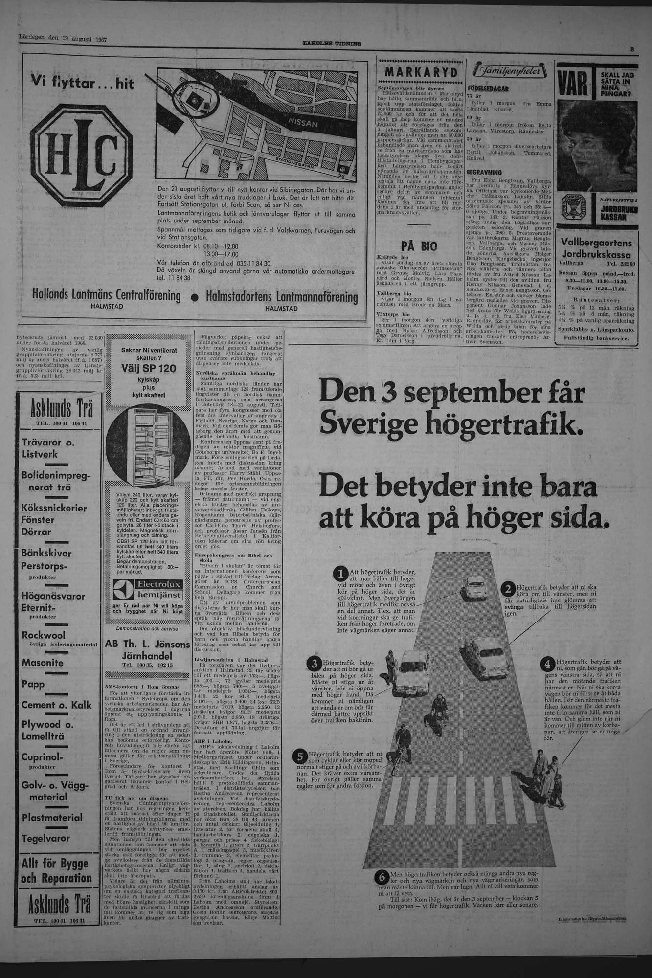 Laholms Tidning Lördag 19 augusti 1967, sida 3