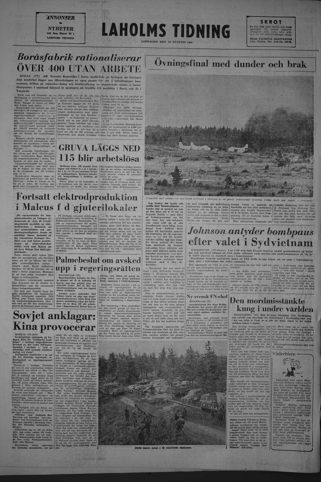 Laholms Tidning Lördag 19 augusti 1967, sida 8