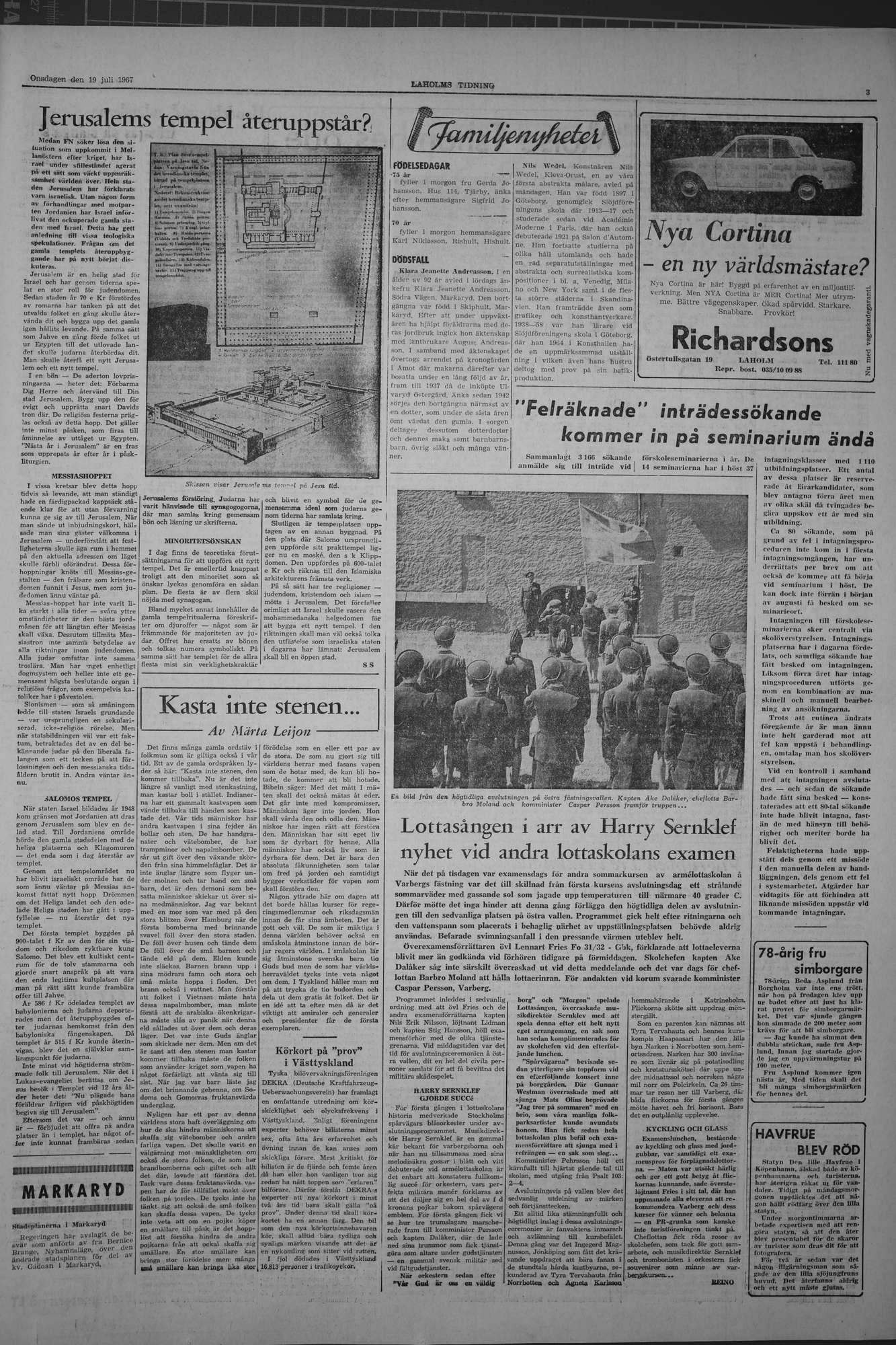 Laholms Tidning Onsdag 19 juli 1967, sida 3