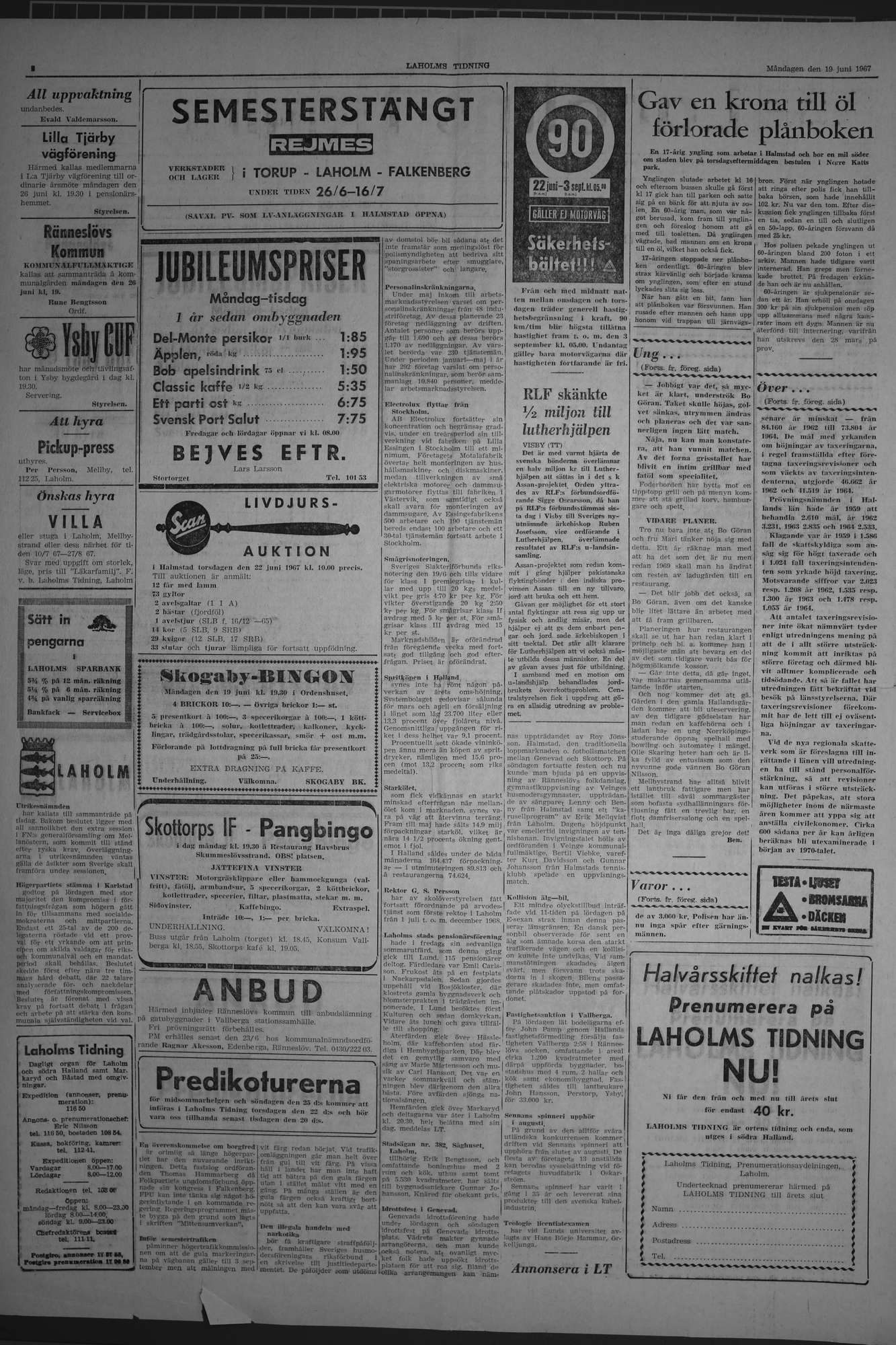 Laholms Tidning Måndag 19 juni 1967, sida 2