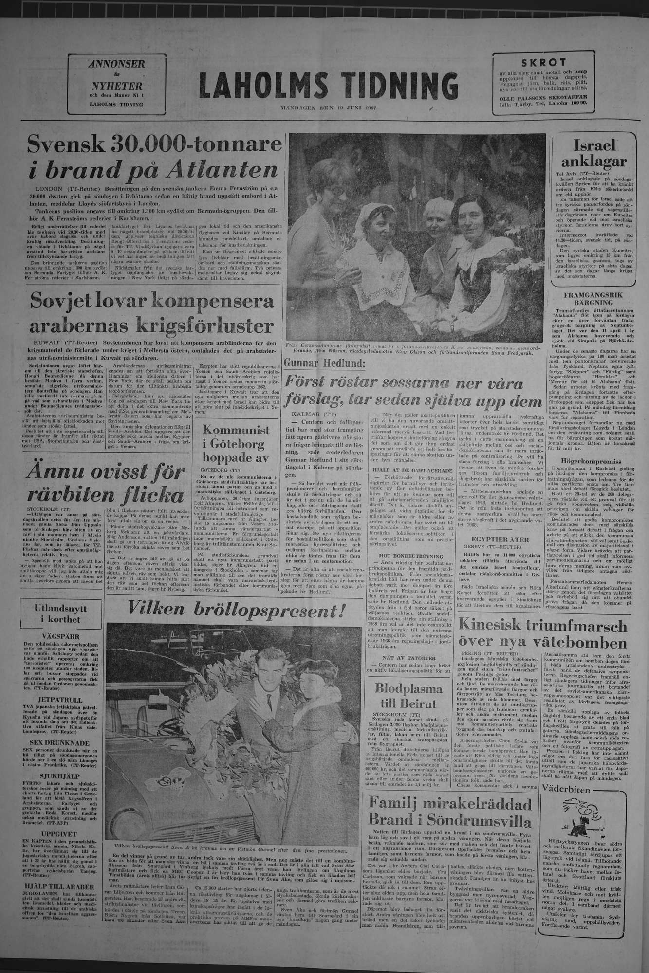 Laholms Tidning Måndag 19 juni 1967, sida 8