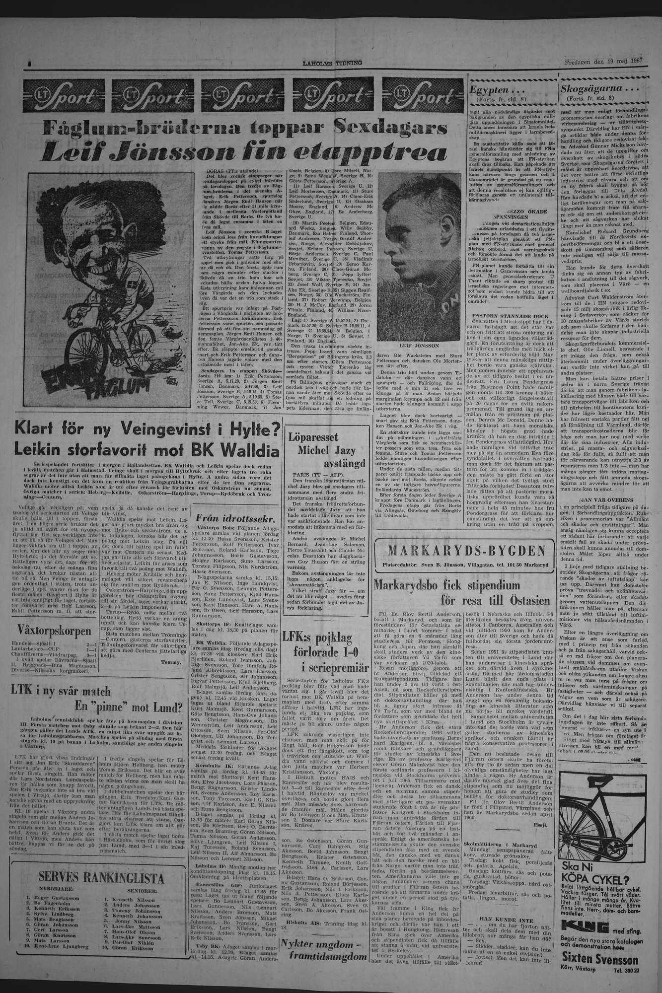 Laholms Tidning Fredag 19 maj 1967, sida 6