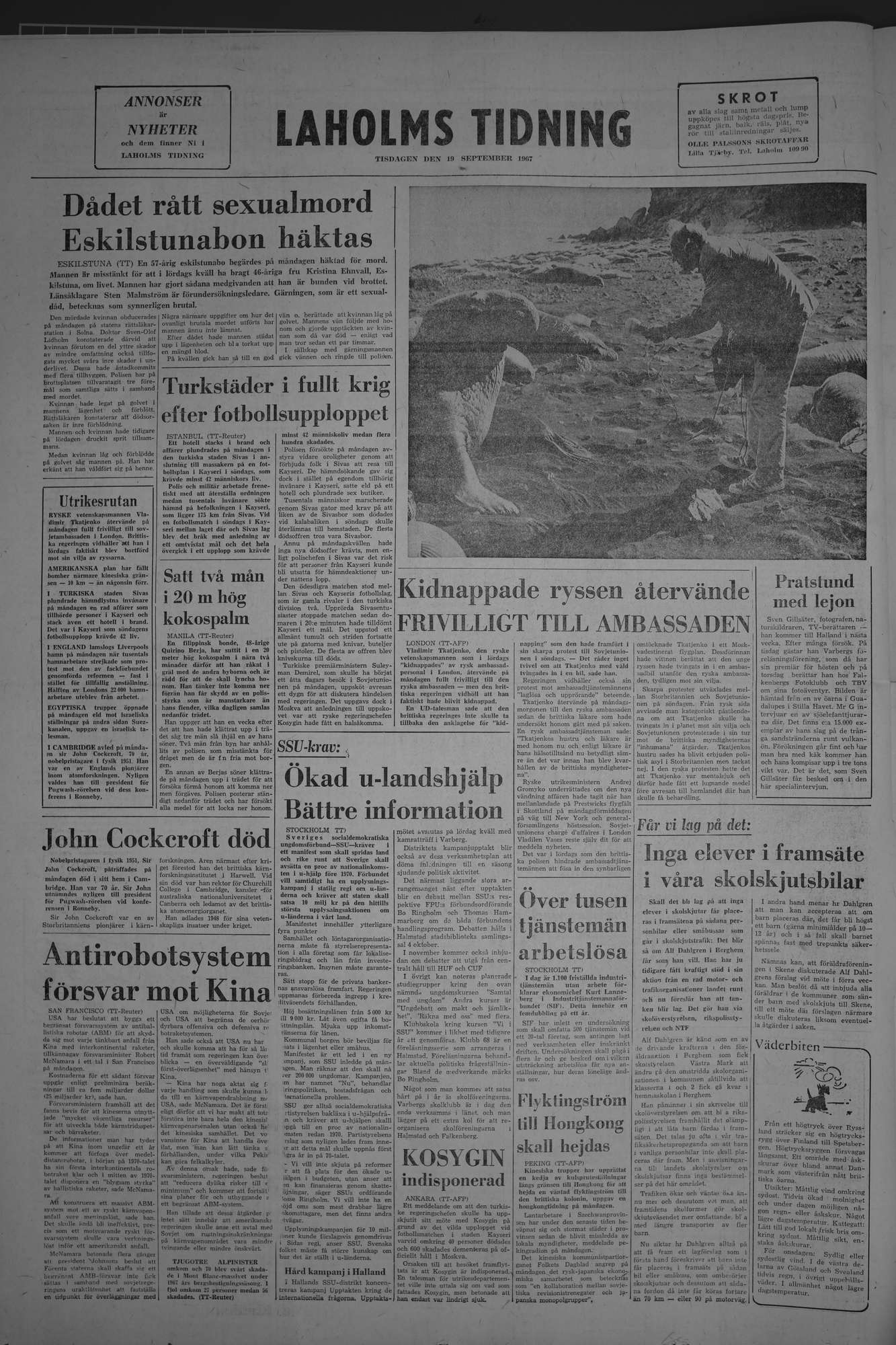 Laholms Tidning Tisdag 19 september 1967, sida 8