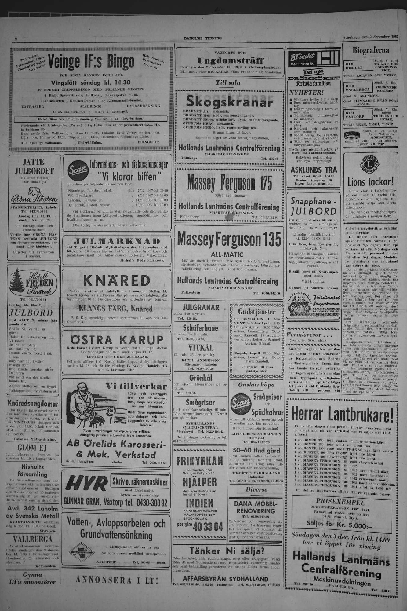 Laholms Tidning Lördag 2 december 1967, sida 2
