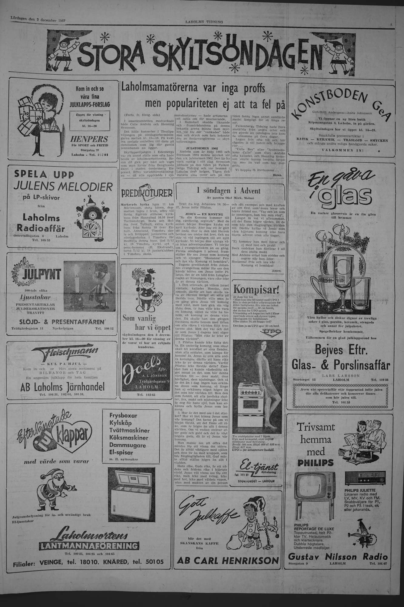 Laholms Tidning Lördag 2 december 1967, sida 5