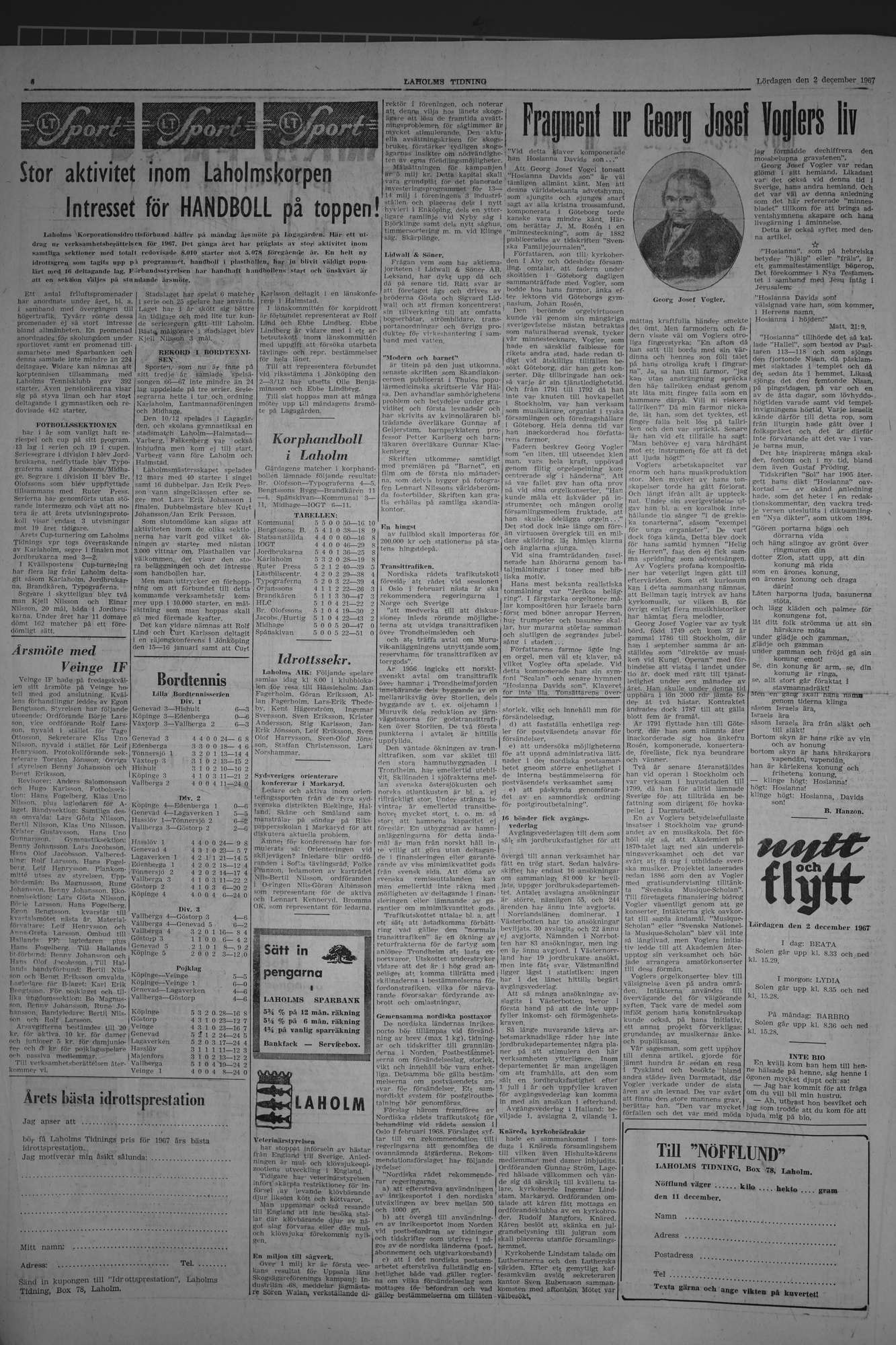 Laholms Tidning Lördag 2 december 1967, sida 6