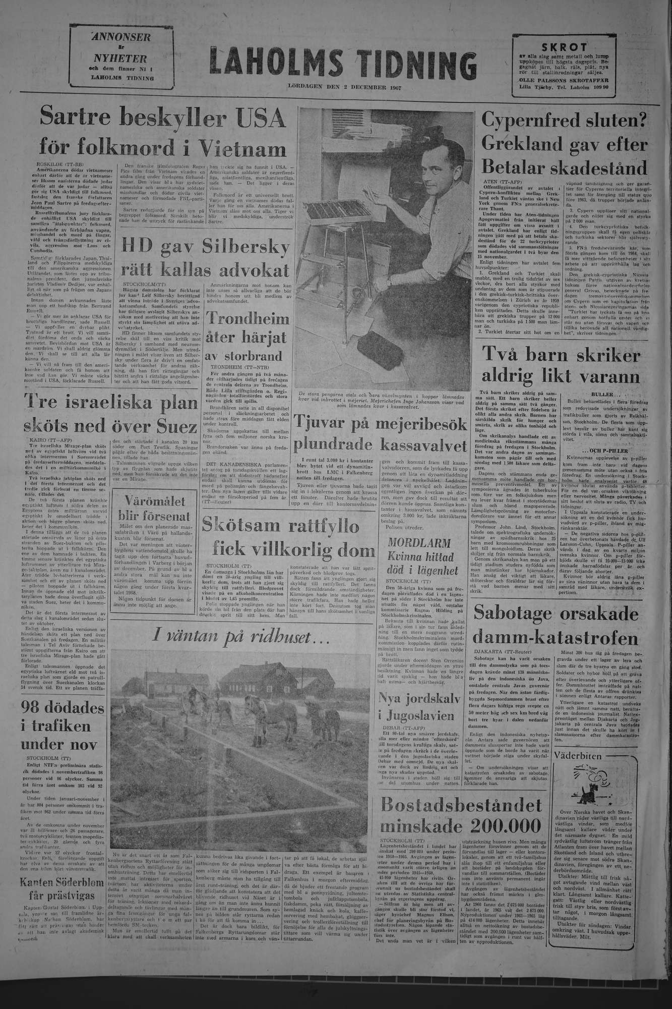 Laholms Tidning Lördag 2 december 1967, sida 8