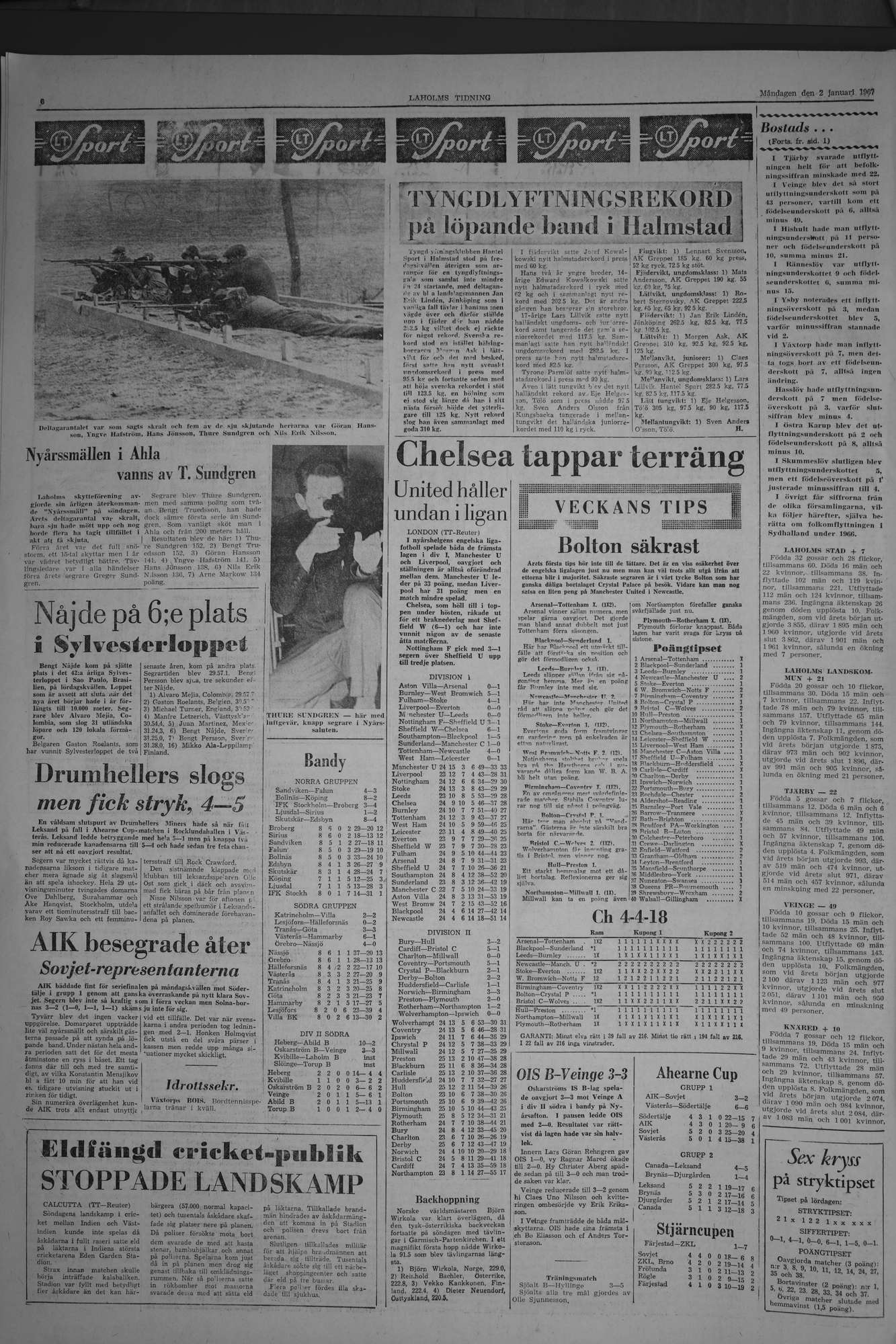 Laholms Tidning Måndag 2 januari 1967, sida 6