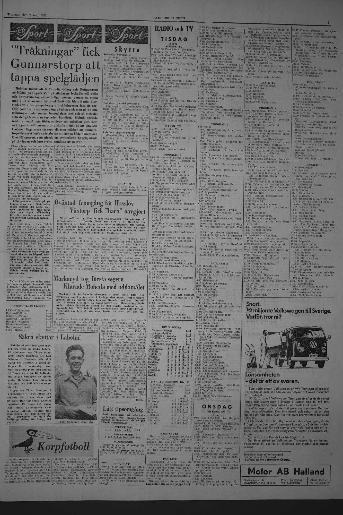 Laholms Tidning Tisdag 2 maj 1967, sida 7