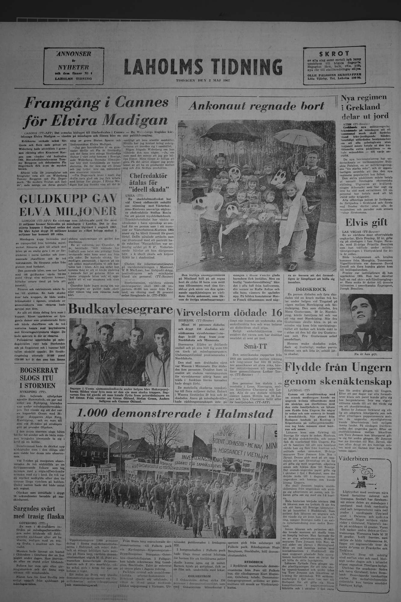 Laholms Tidning Tisdag 2 maj 1967, sida 8
