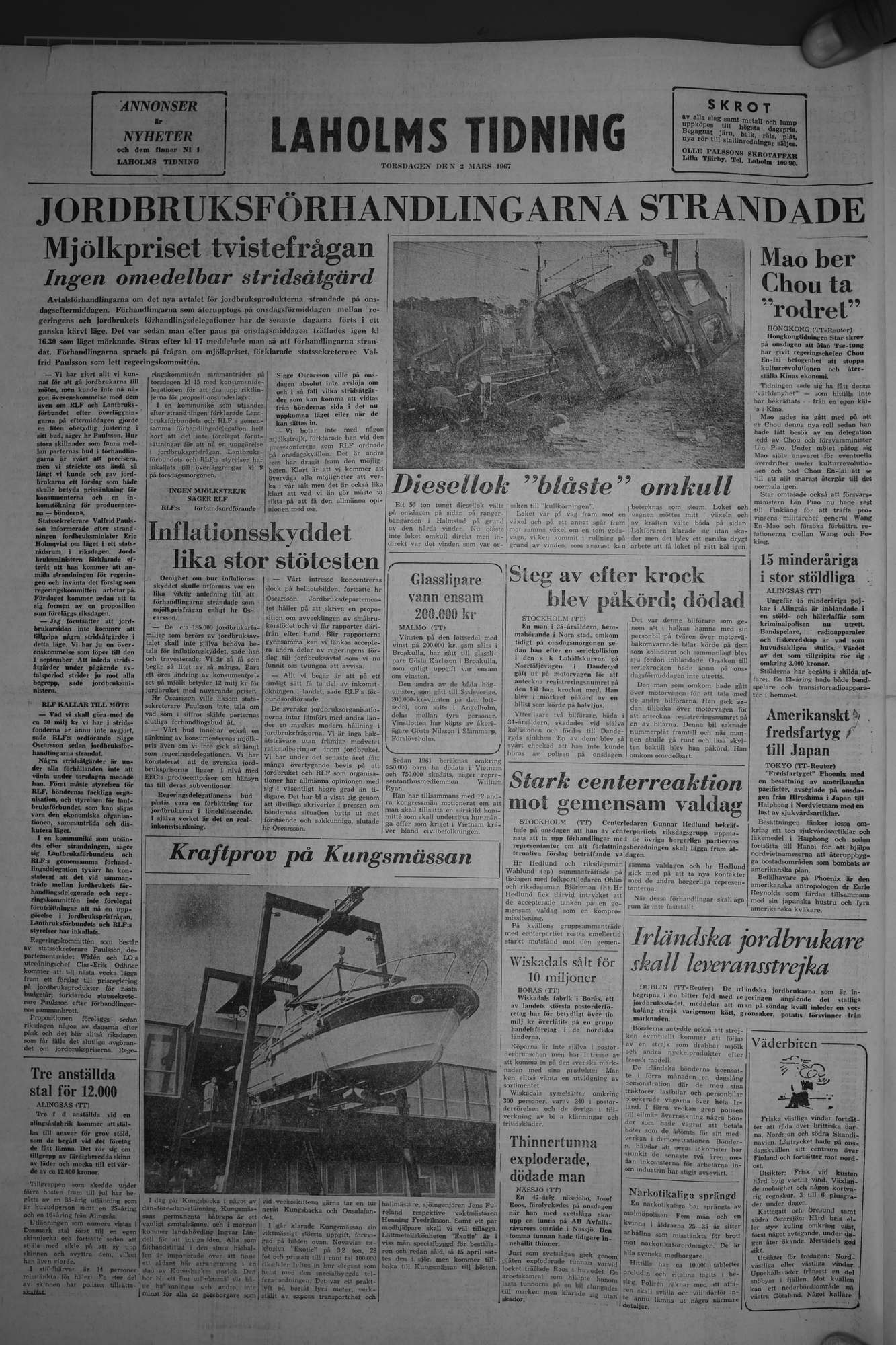 Laholms Tidning Torsdag 2 mars 1967, sida 8
