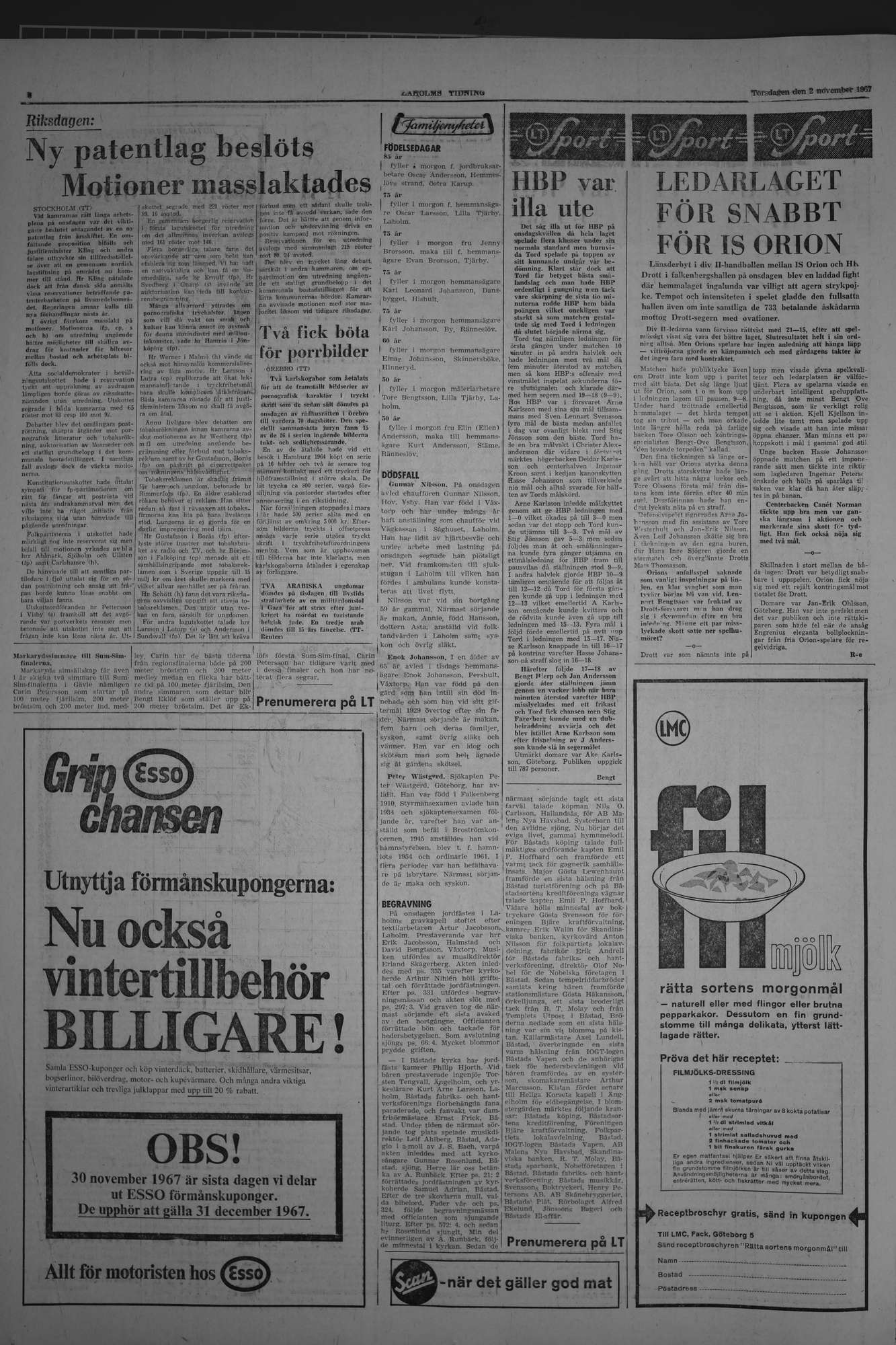 Laholms Tidning Torsdag 2 november 1967, sida 6