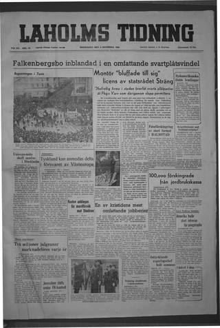 Förstasidan, Torsdag 8 december 1949