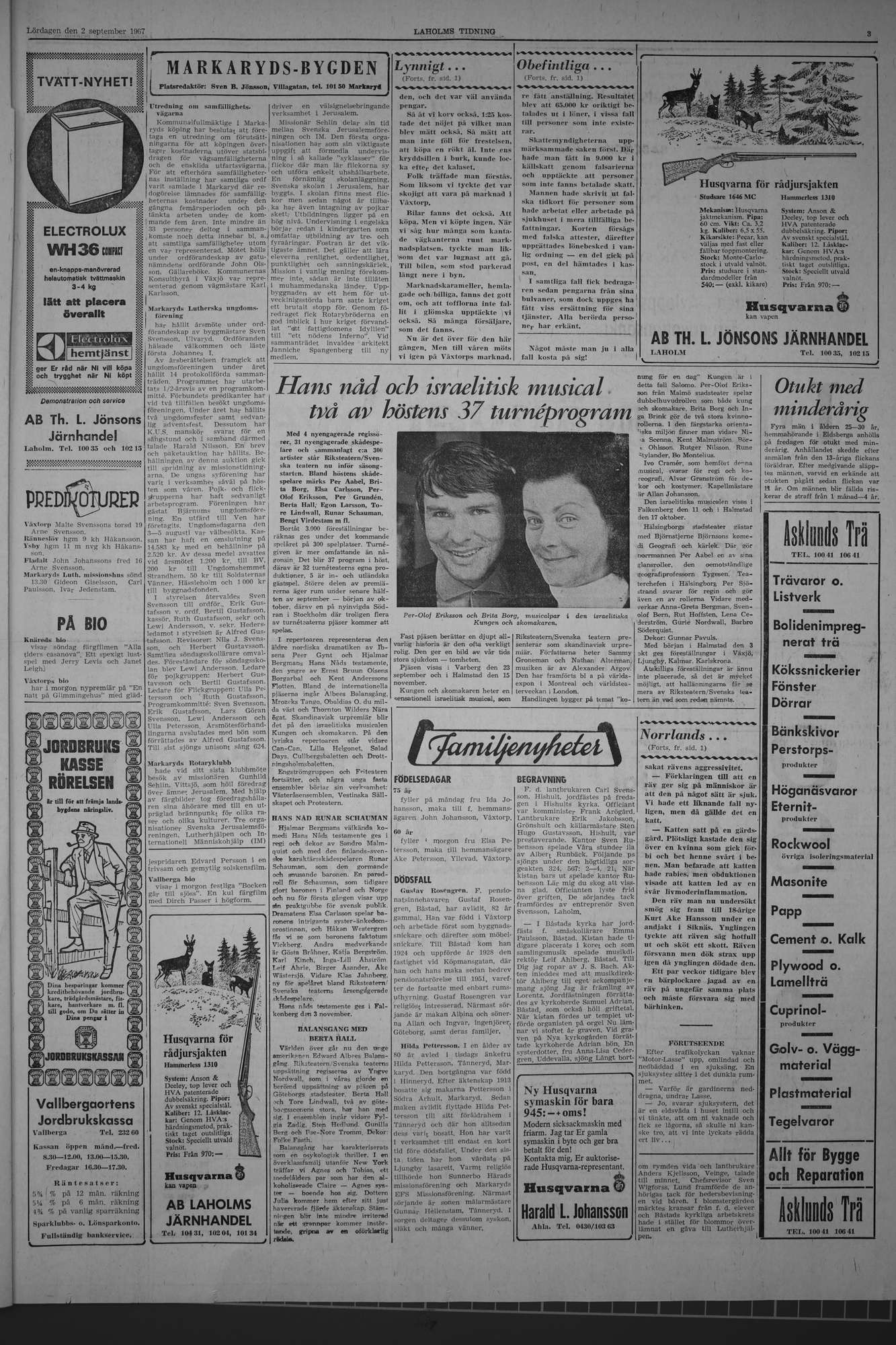 Laholms Tidning Lördag 2 september 1967, sida 3