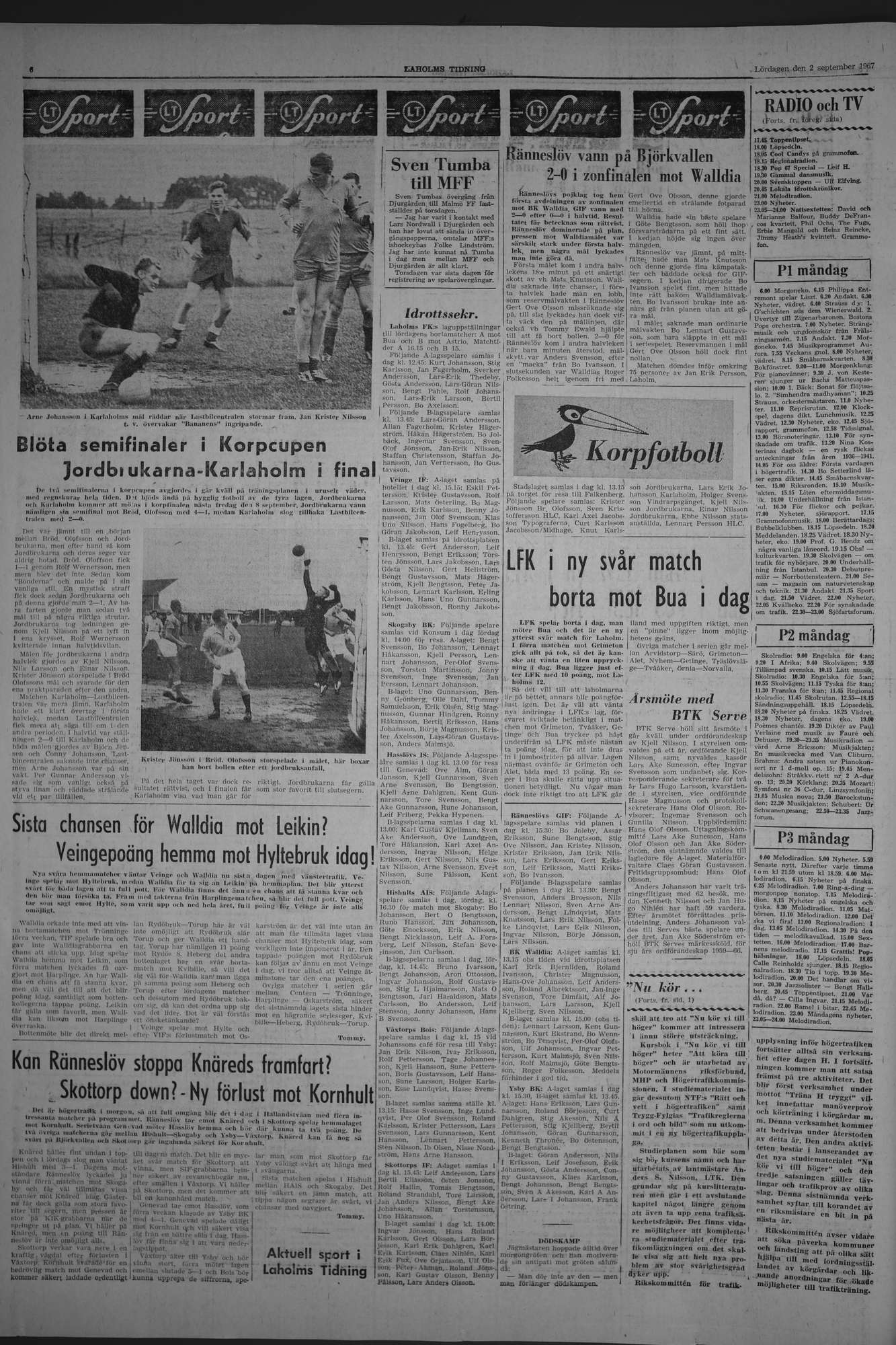 Laholms Tidning Lördag 2 september 1967, sida 6