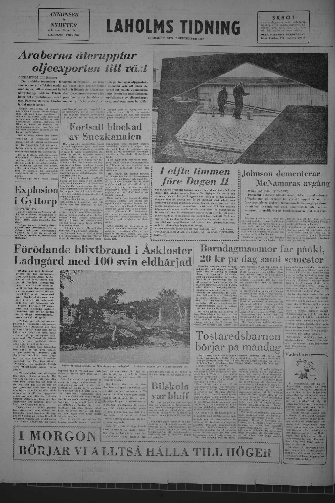 Laholms Tidning Lördag 2 september 1967, sida 8