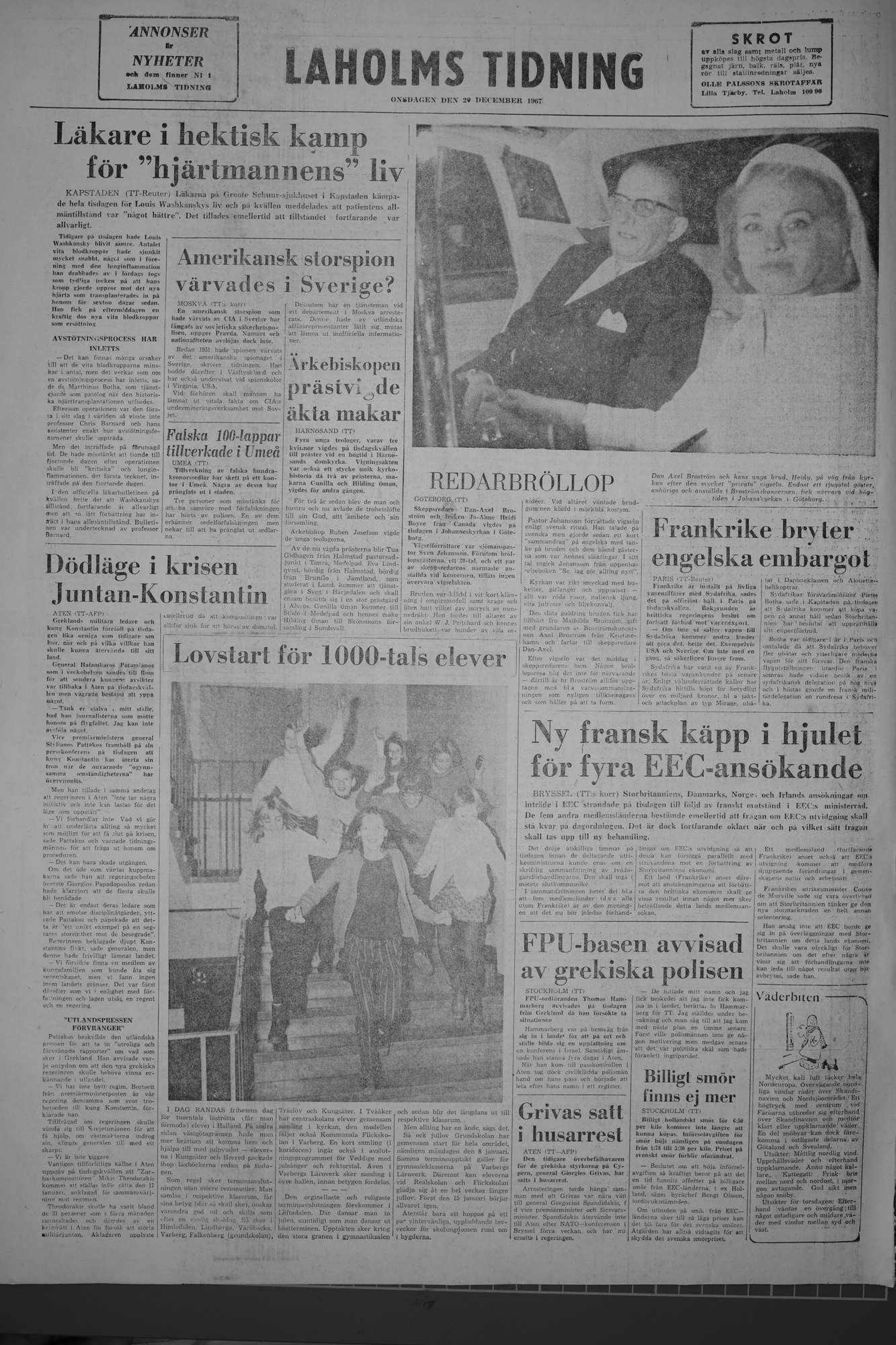 Laholms Tidning Onsdag 20 december 1967, sida 8