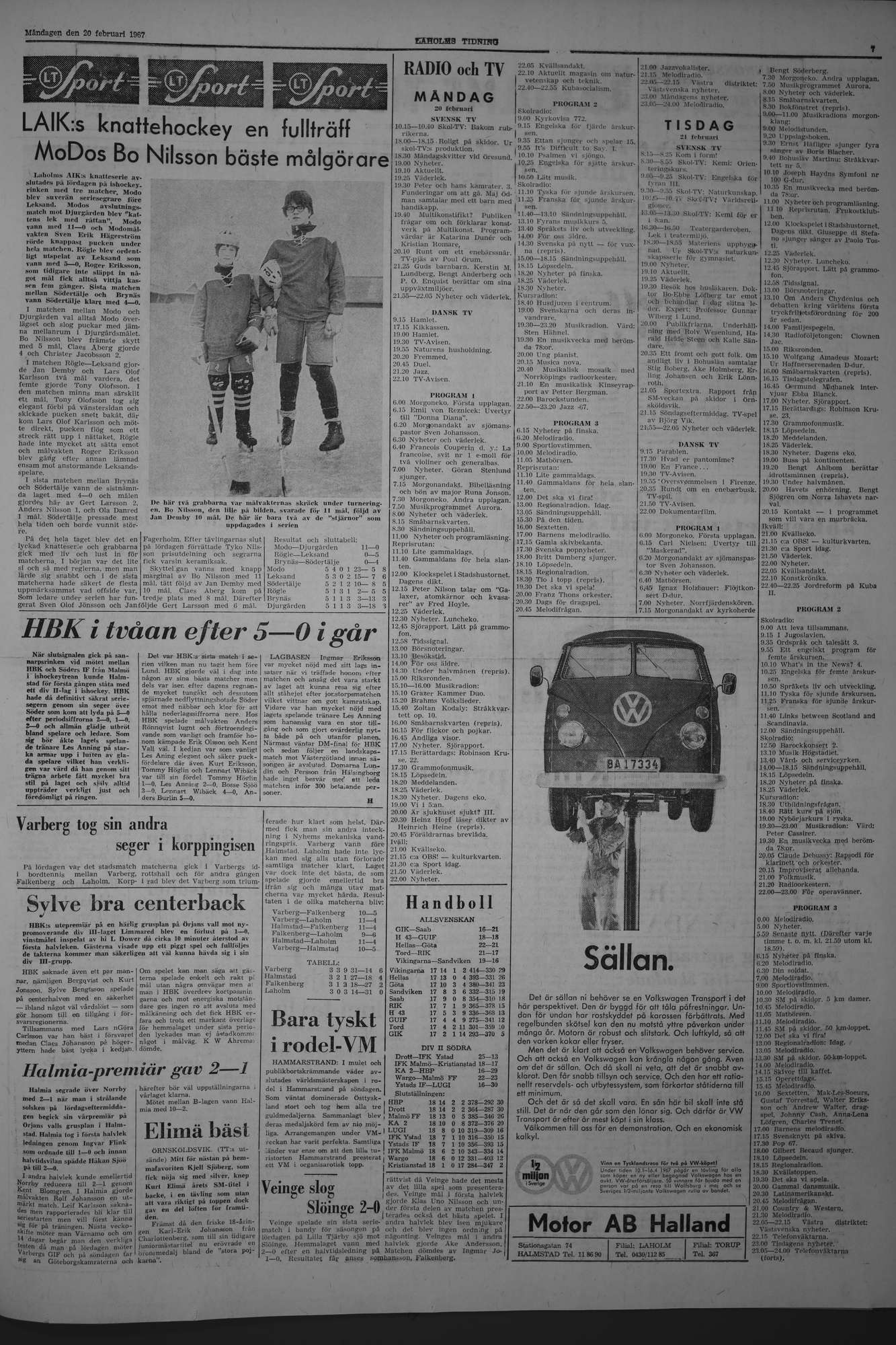 Laholms Tidning Måndag 20 februari 1967, sida 7
