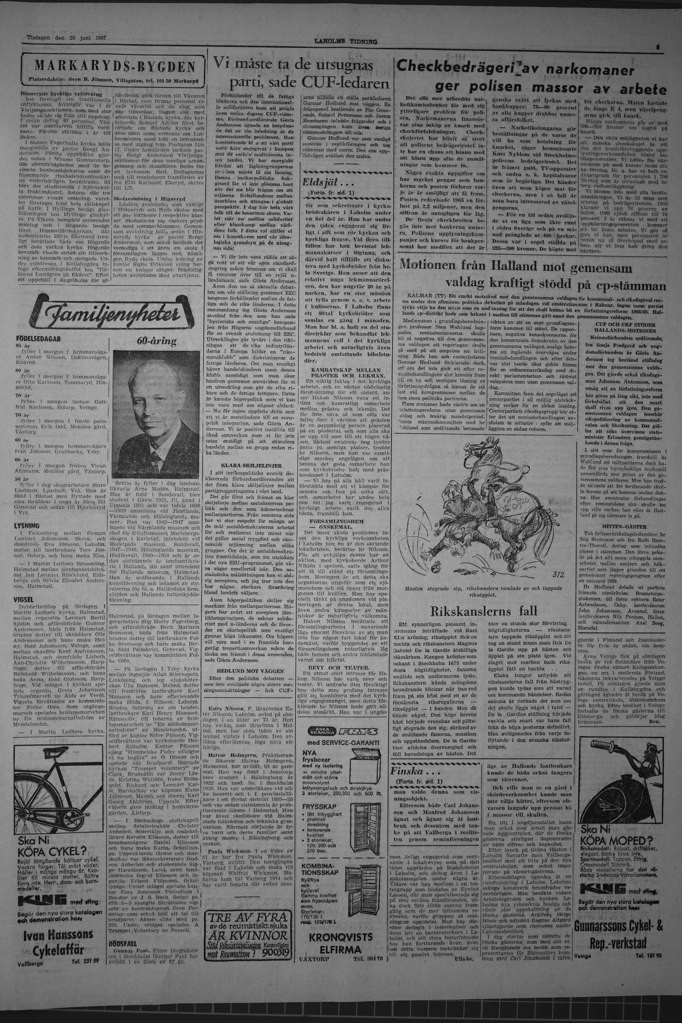 Laholms Tidning Tisdag 20 juni 1967, sida 3