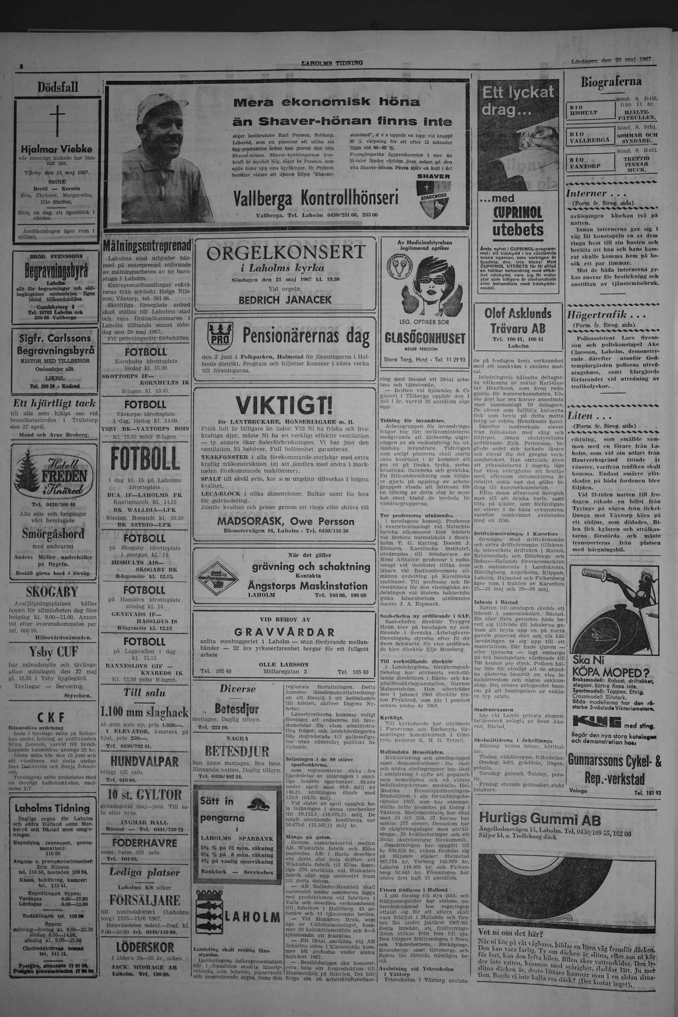 Laholms Tidning Lördag 20 maj 1967, sida 2
